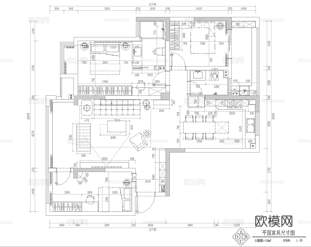 法式大平层 样板间 最新全套施工图 效果图合集cad施工图