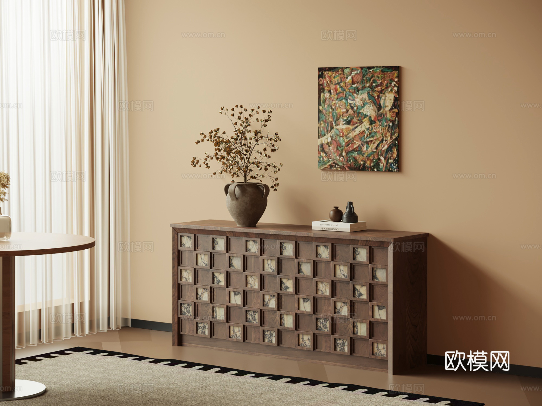 法式中古风玄关柜 边柜 端景柜su模型