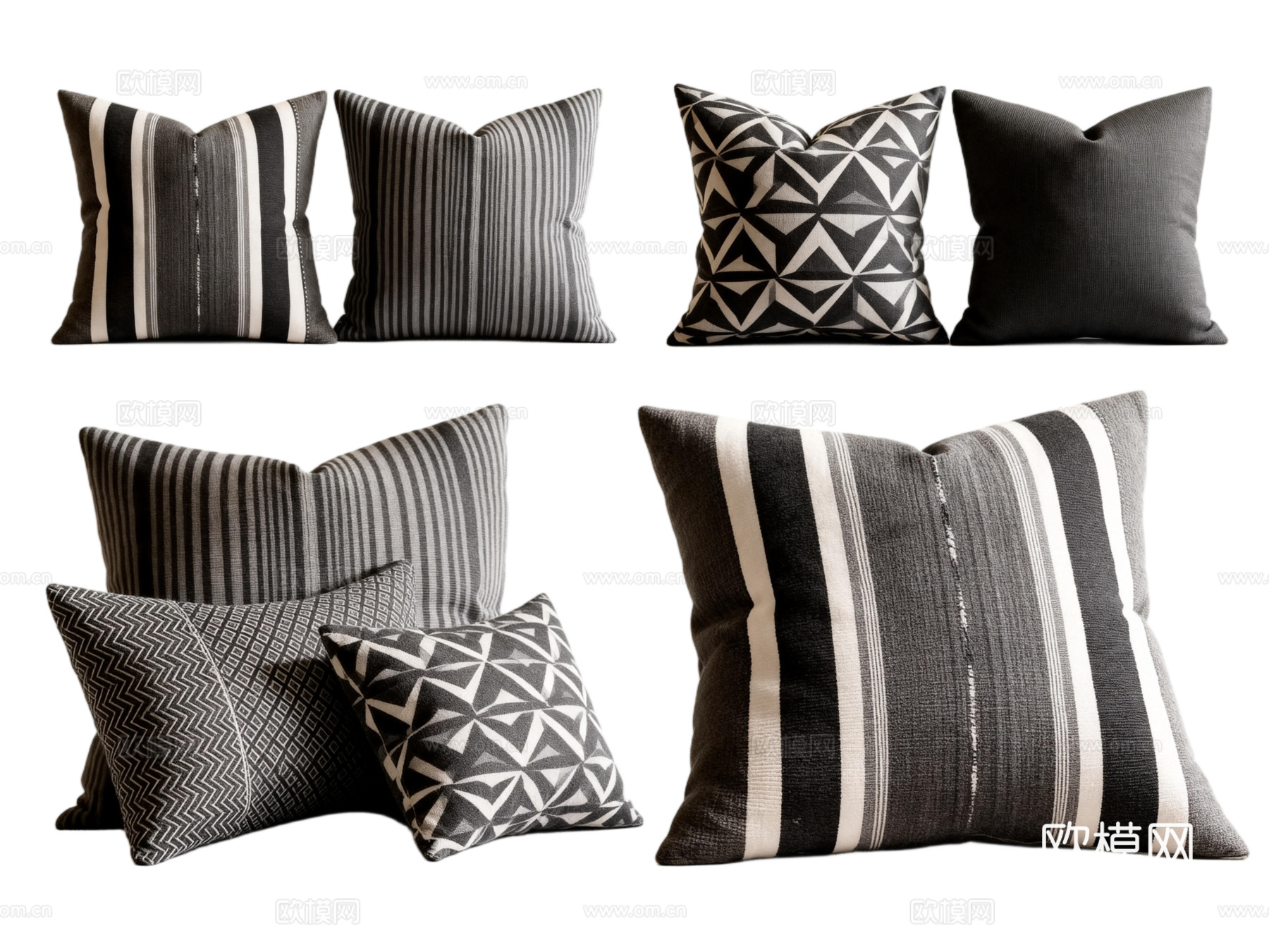 诧寂风抱枕 禅意抱黑白灰抱枕 黑白条纹抱枕 黑白几何图案抱枕