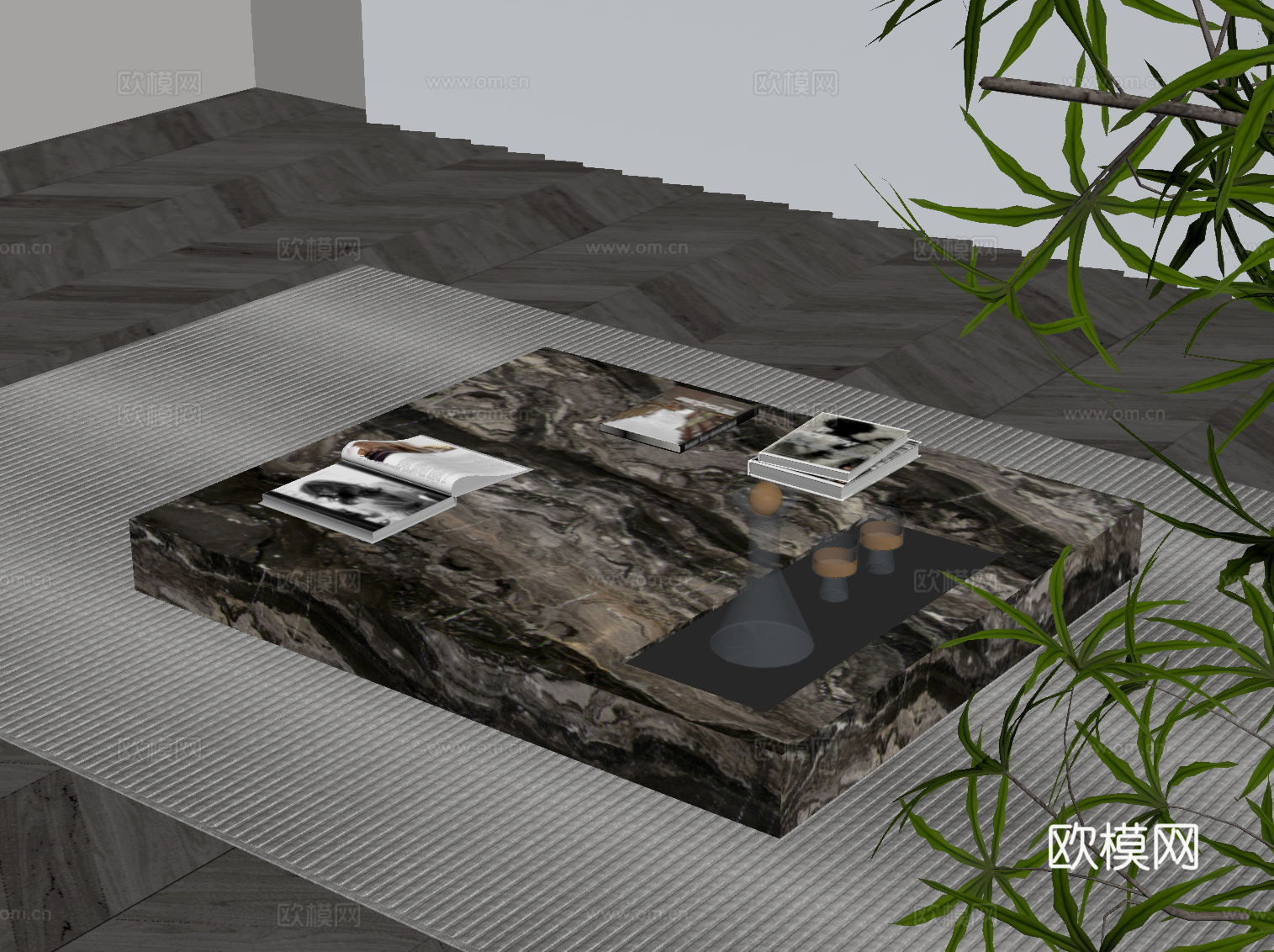 现代意式茶几 意式极简茶几su模型