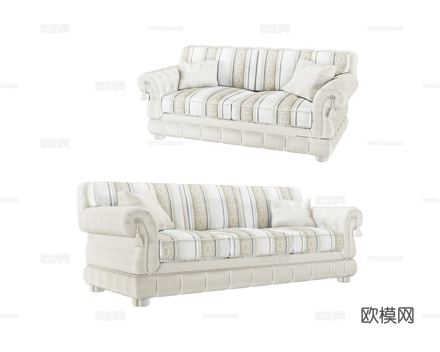 Furman 美式田园双人沙发3d模型下载