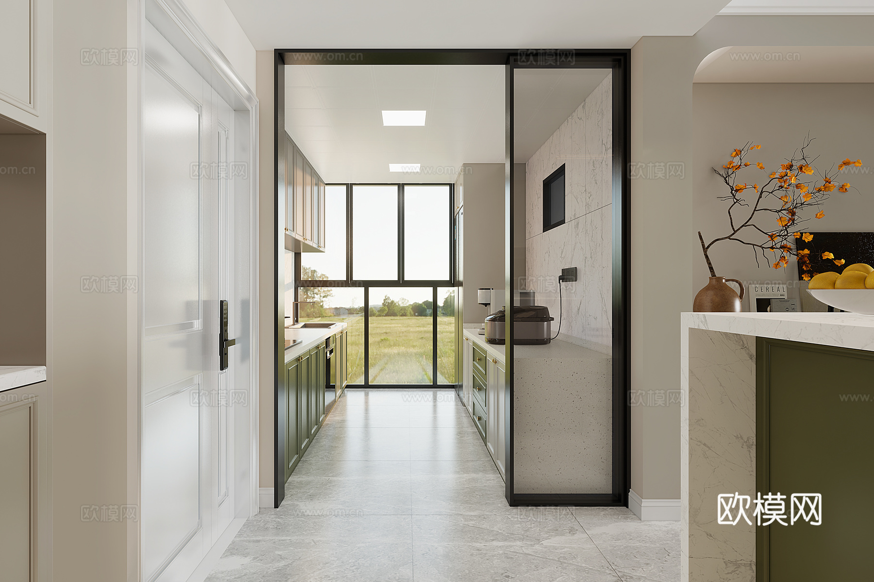 法式奶油风大平层 样板间 最新全套施工图 效果图合集cad施工图