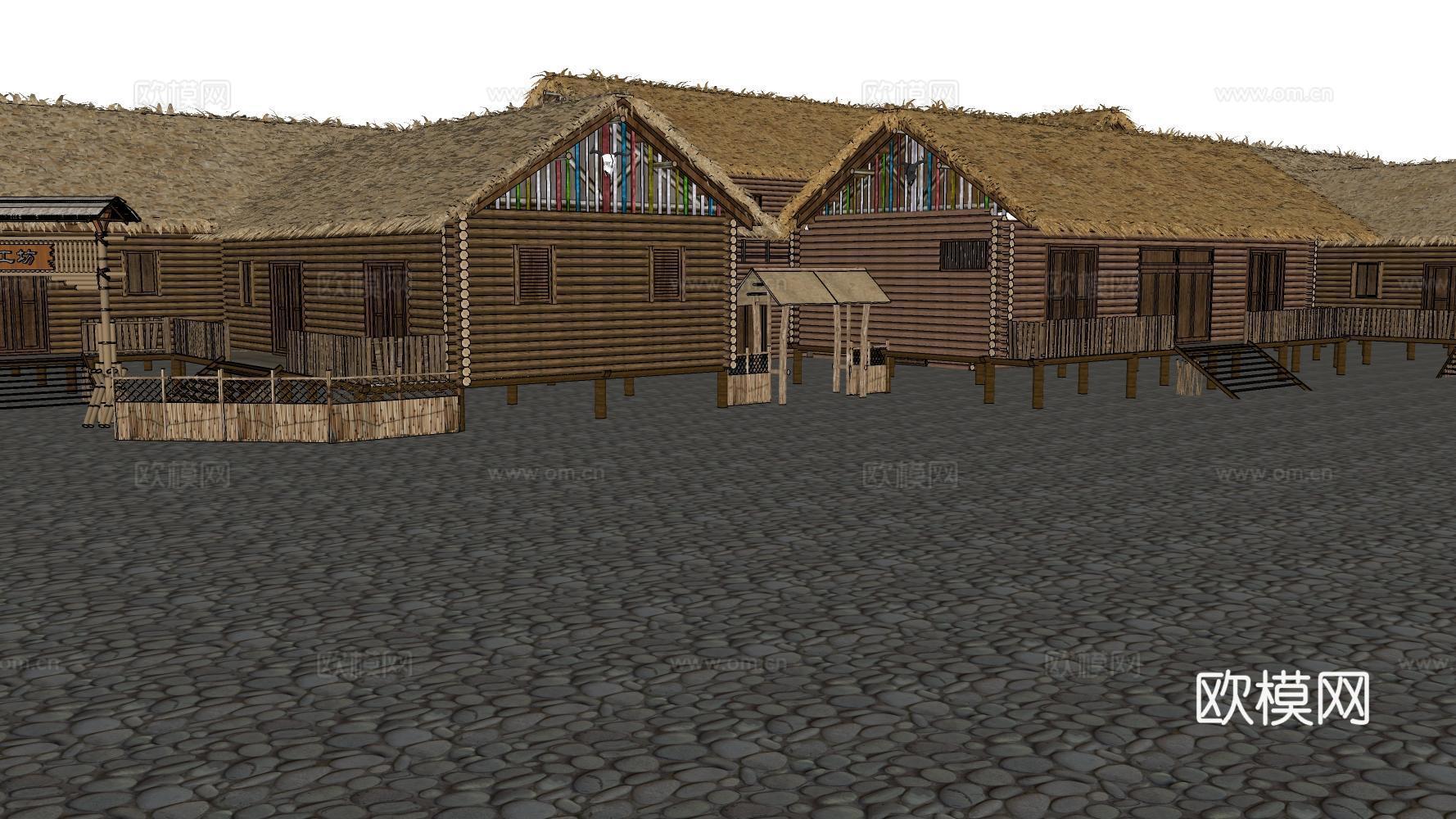 茅草屋su模型
