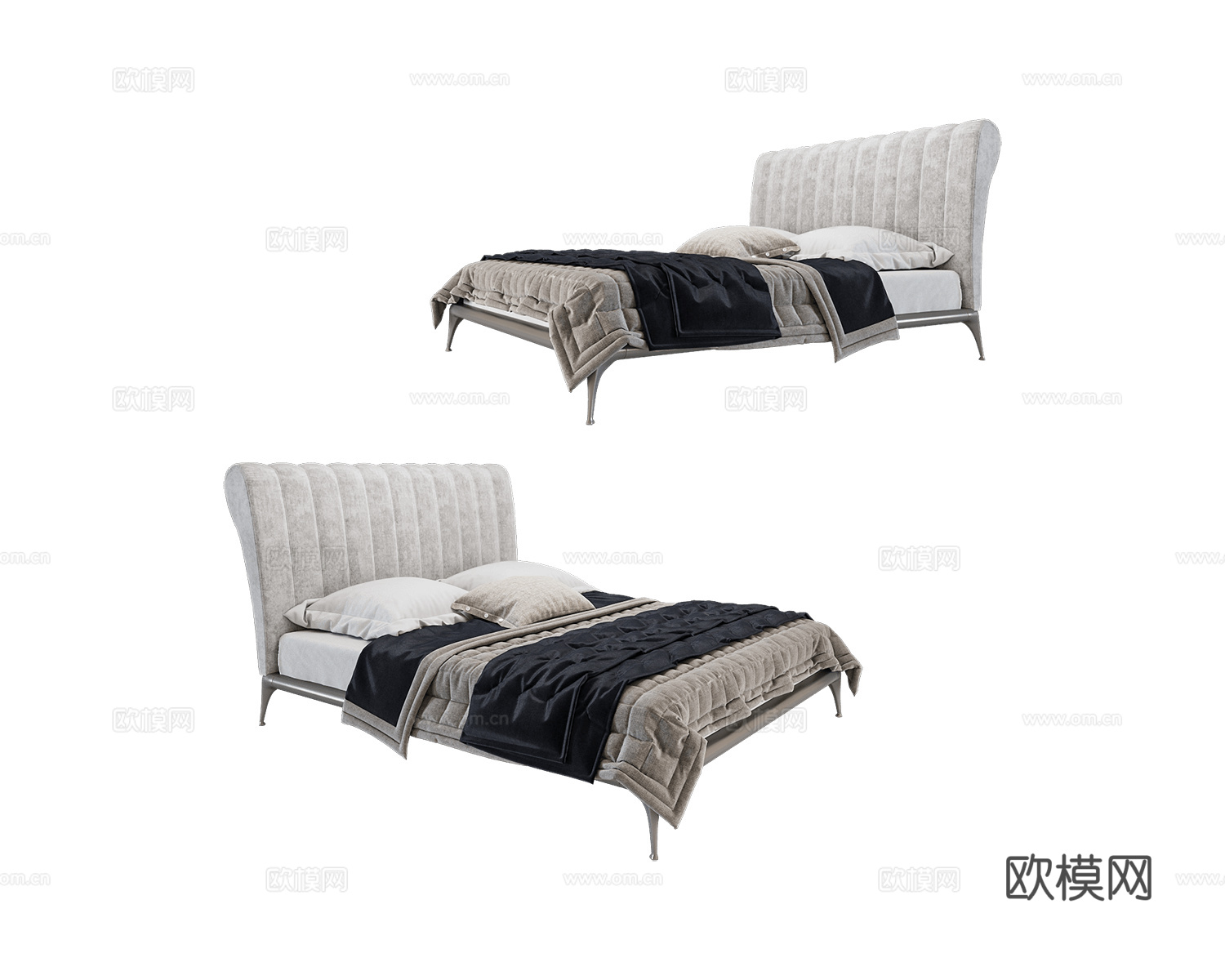 Cantori 轻奢双人床3d模型下载