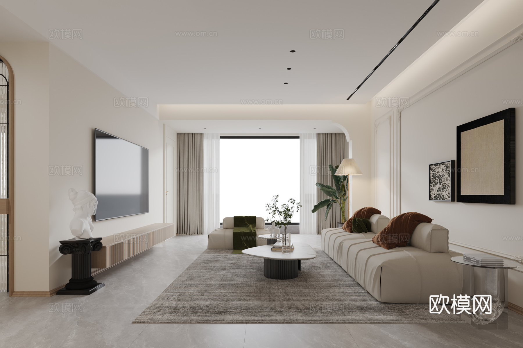 法式大平层 样板间 最新全套施工图 效果图合集cad施工图