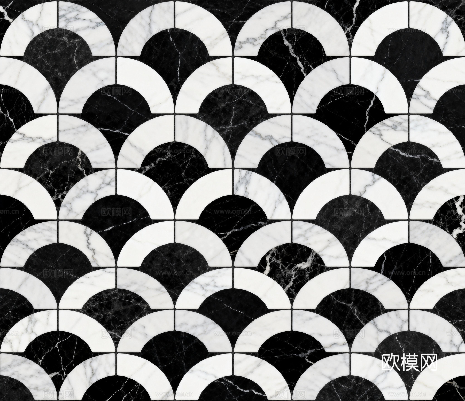 花砖 黑白石材拼花 花卉几何图案水刀石材拼花地砖 石材马赛克下载