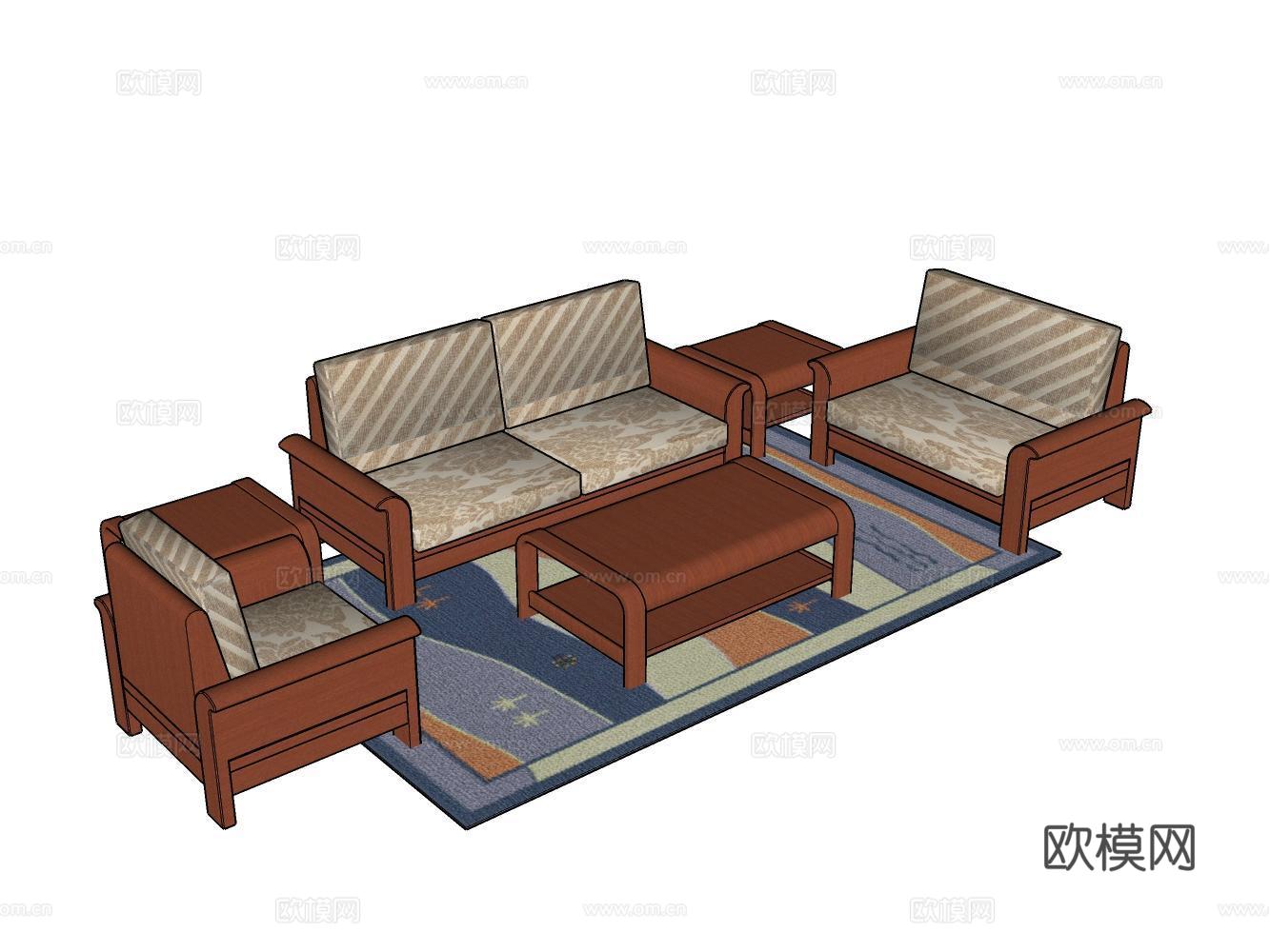 沙发茶几su模型