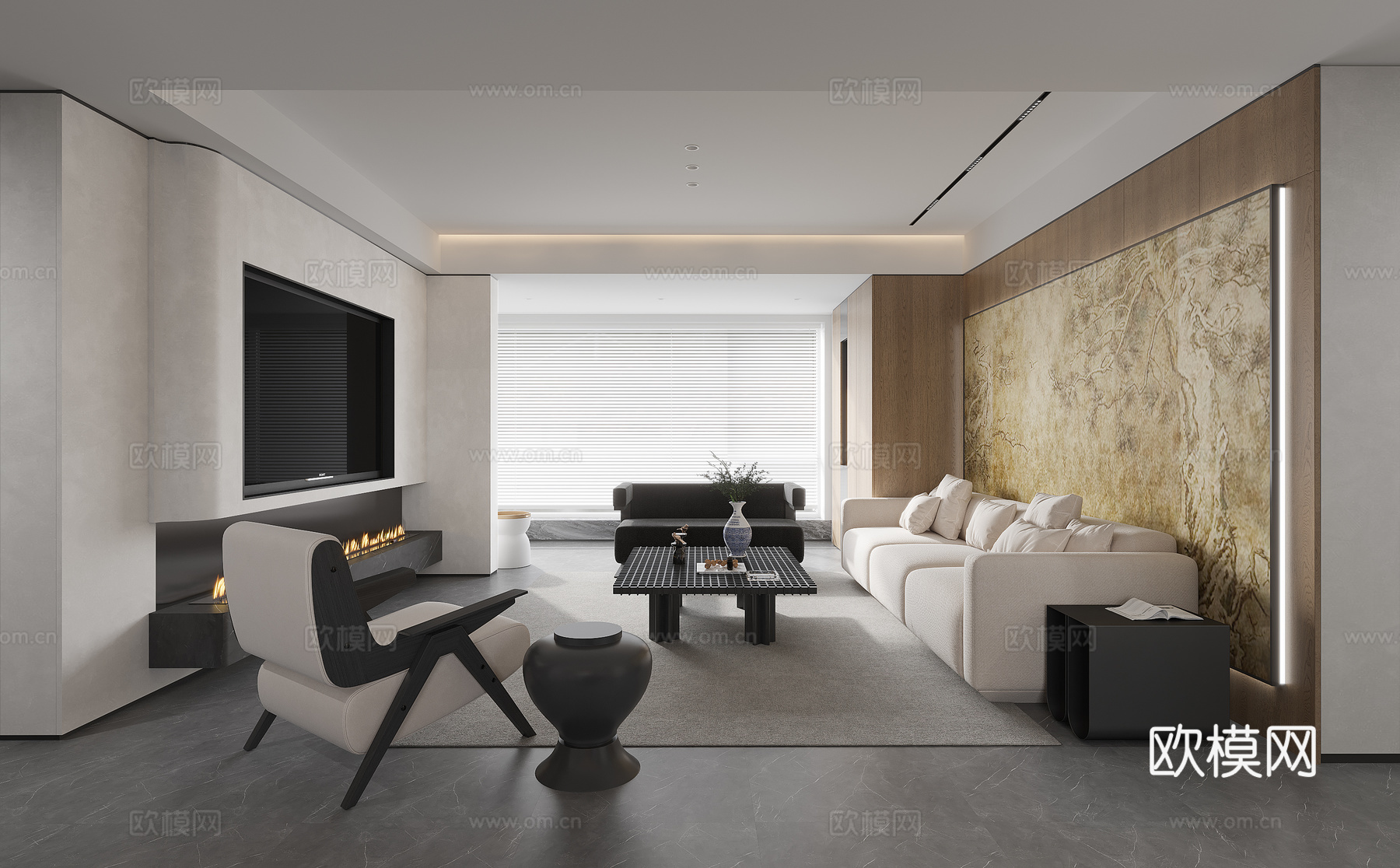 新中式大平层 样板间 最新全套施工图 效果图合集cad施工图