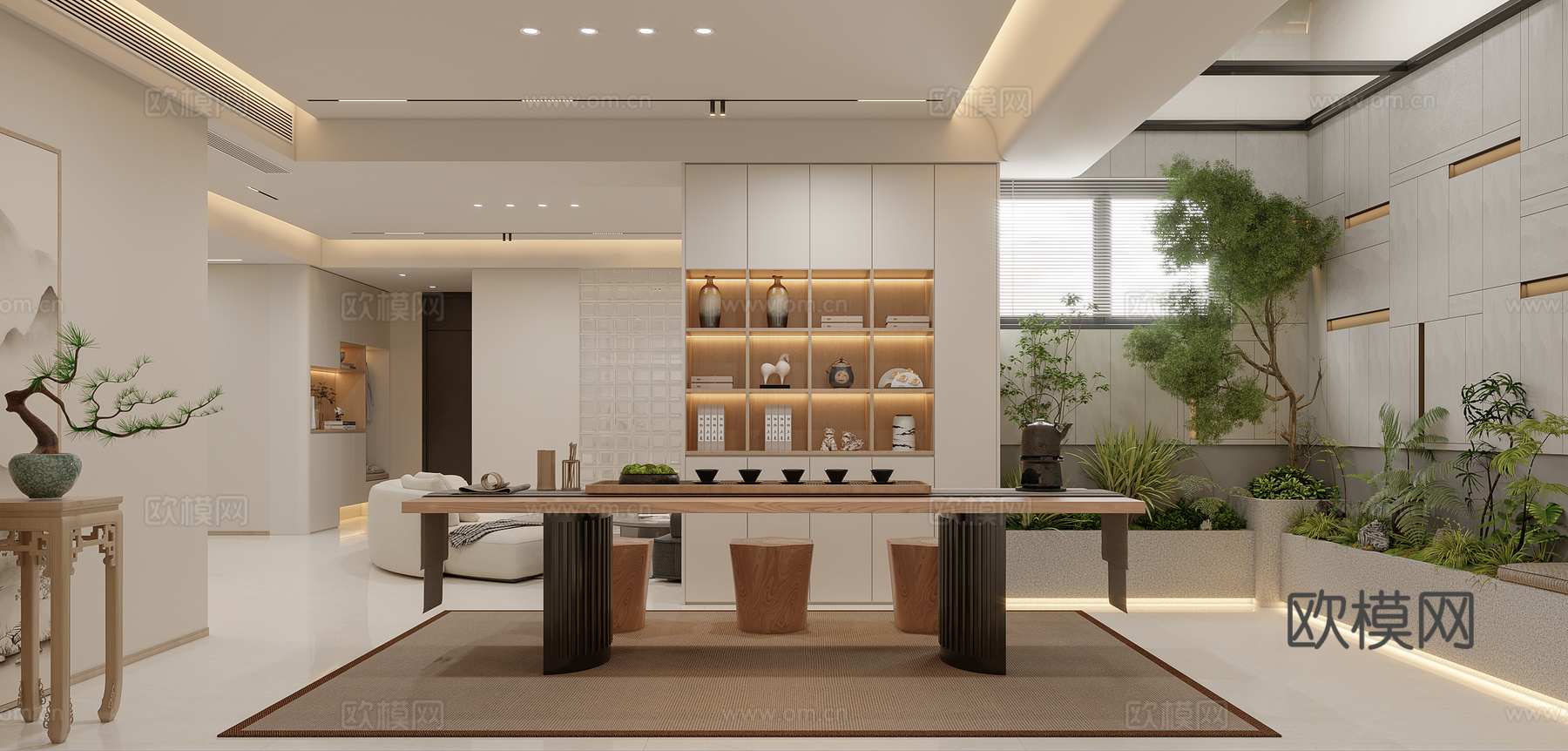 现代别墅地下室茶室3d模型下载