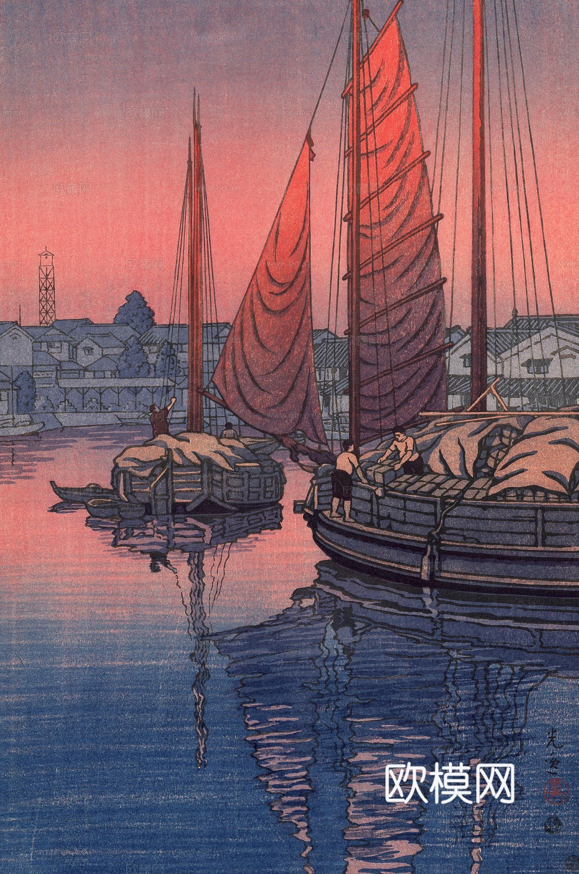 日本浮世绘风景画，日本著名景点风景画52