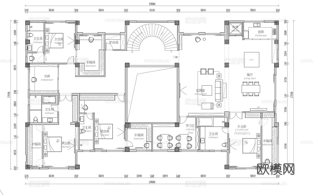 法式别墅 样板间 最新全套施工图 效果图合集cad施工图