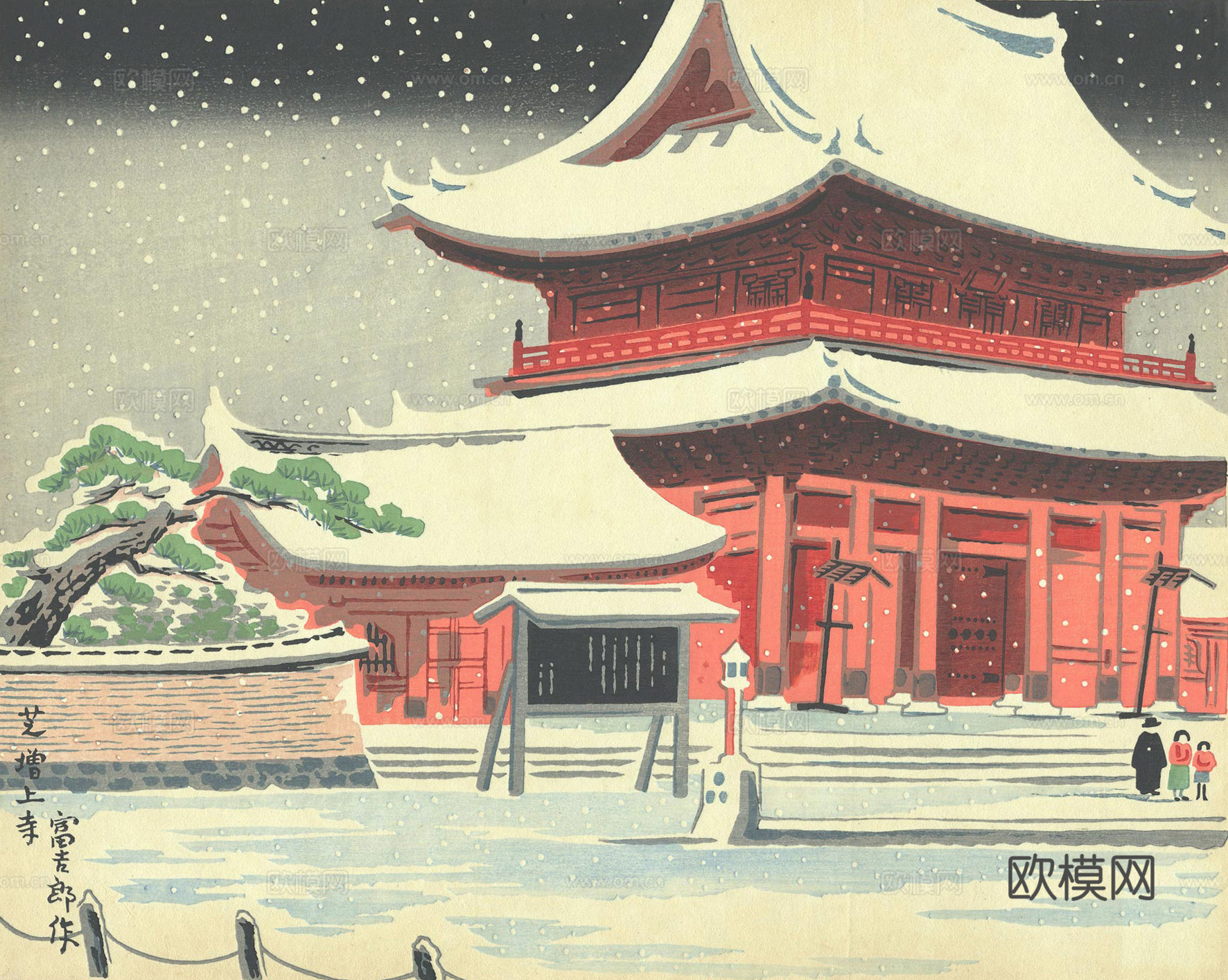 日本浮世绘风景画，日本著名景点绘画67