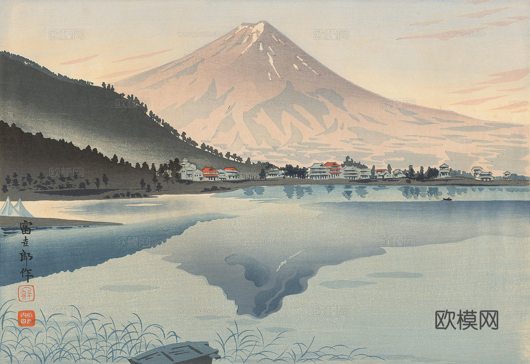 日本浮世绘风景画，日本著名景点绘画63