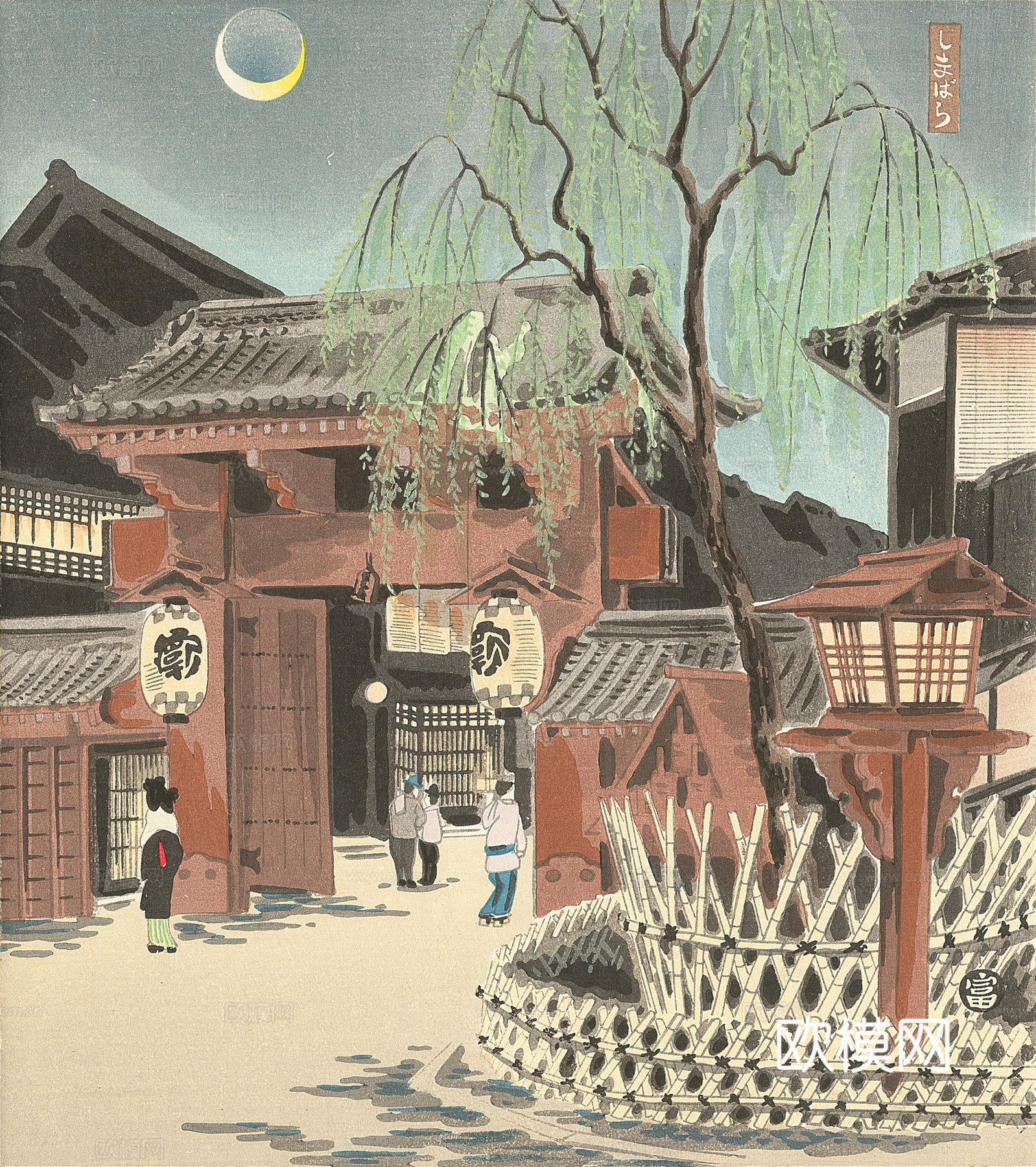 日本浮世绘风景画，日本著名景点绘画4