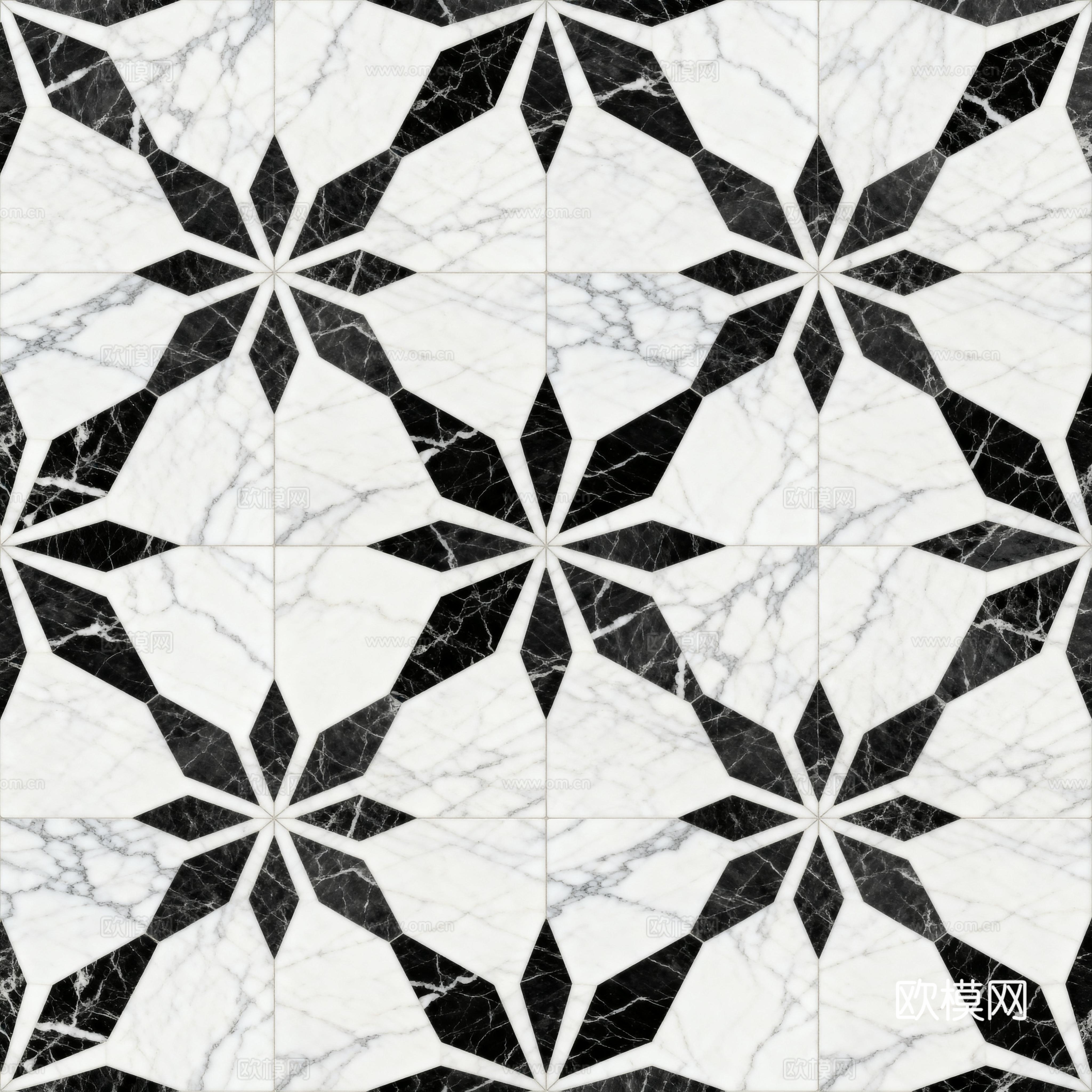 花砖 黑白石材拼花 花卉几何图案水刀石材拼花地砖 石材马赛克下载