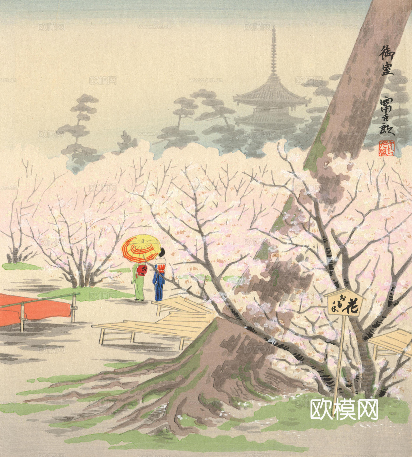 日本浮世绘风景画，日本著名景点绘画57