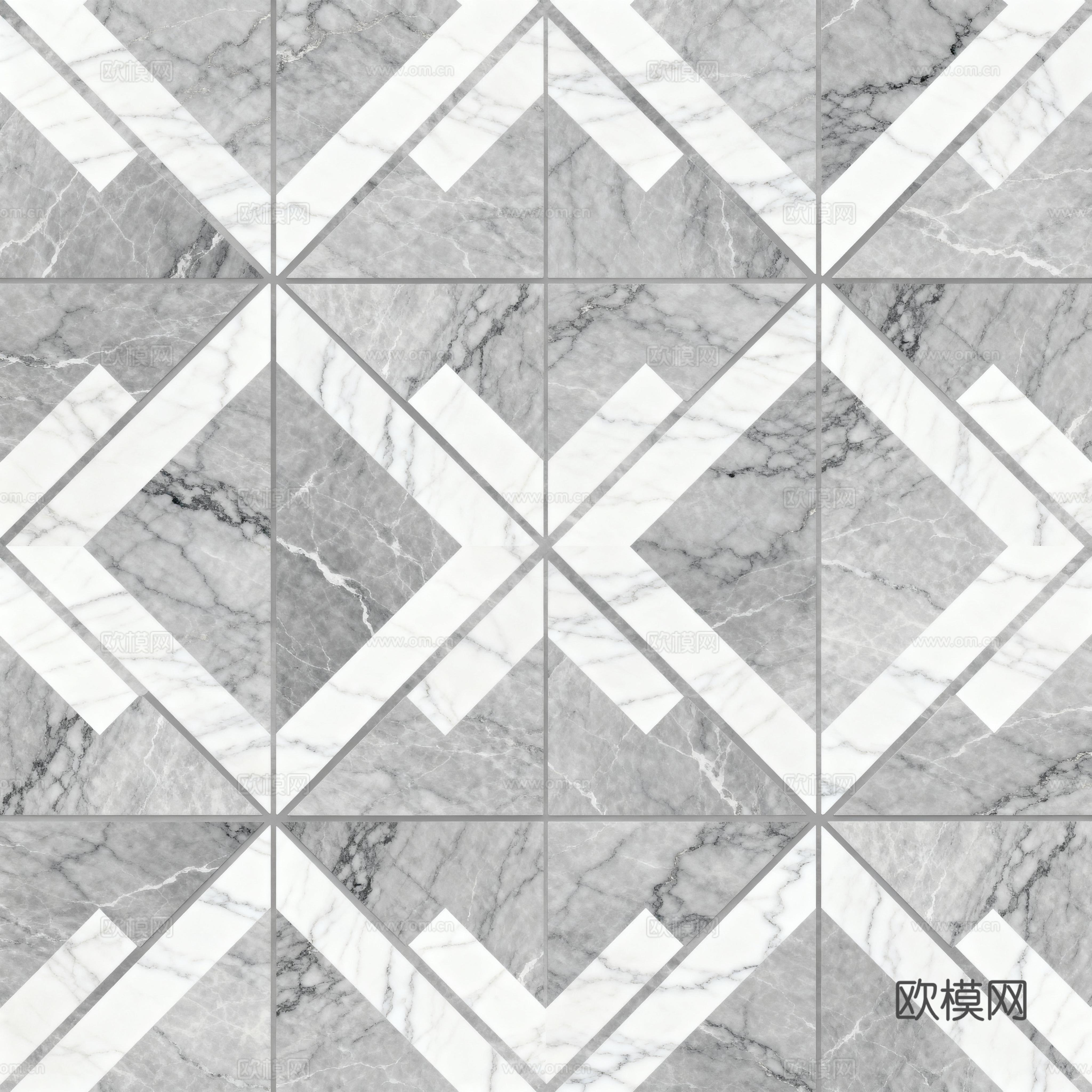 灰白石材拼花 花卉几何图案水刀切拼花地砖 轻奢灰白拼花大理石