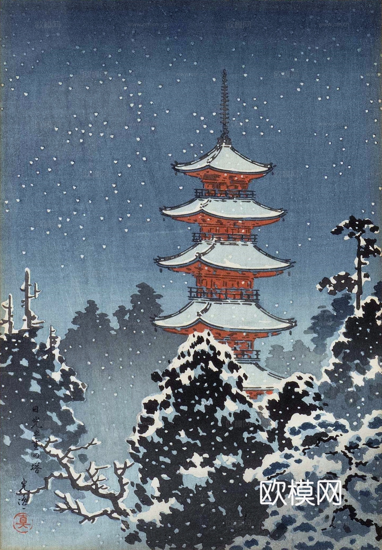 日本浮世绘风景画，日本著名景点风景画4