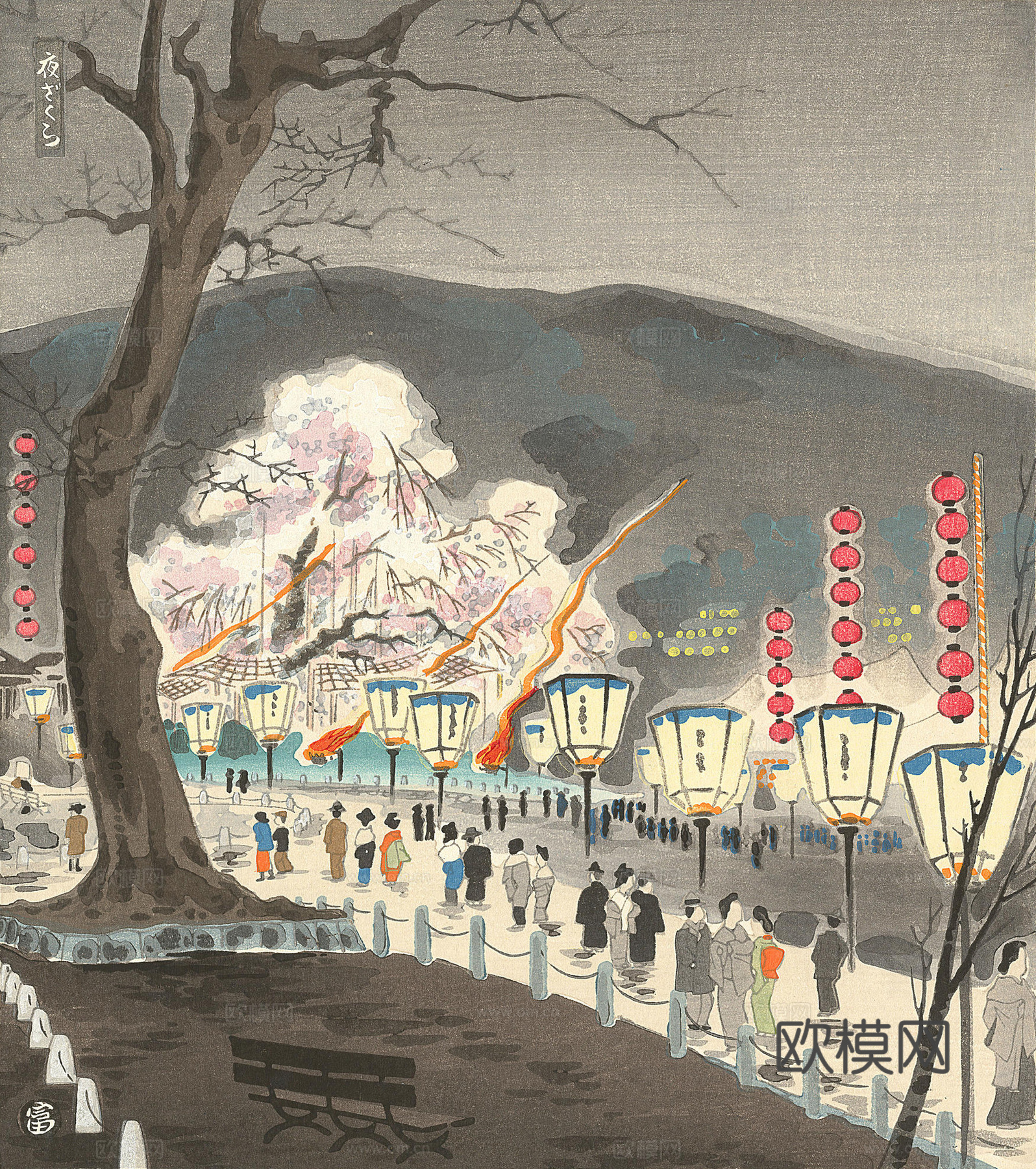 日本浮世绘风景画，日本著名景点绘画7