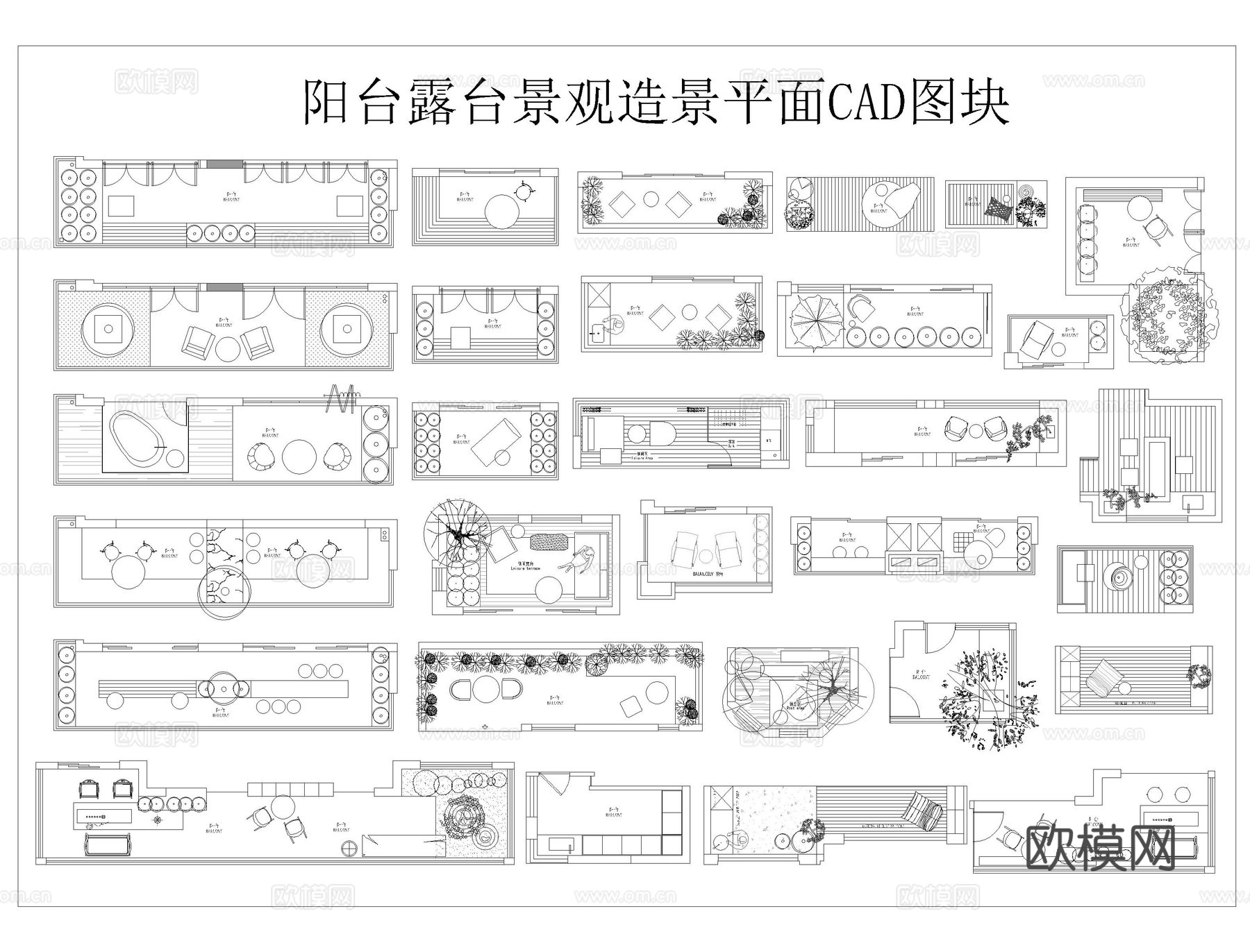阳台露台CAD平面图cad施工图