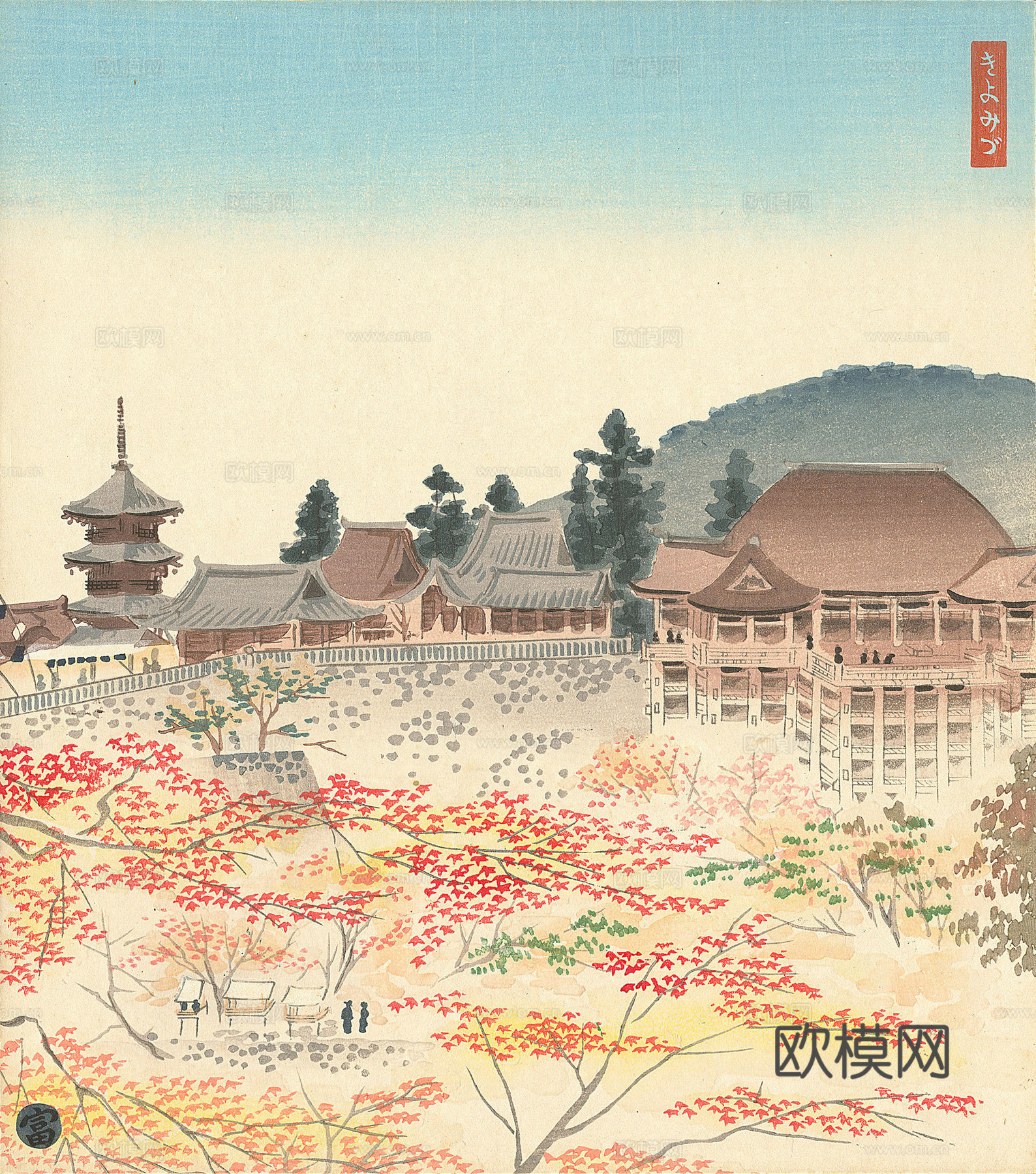 日本浮世绘风景画，日本著名景点绘画9