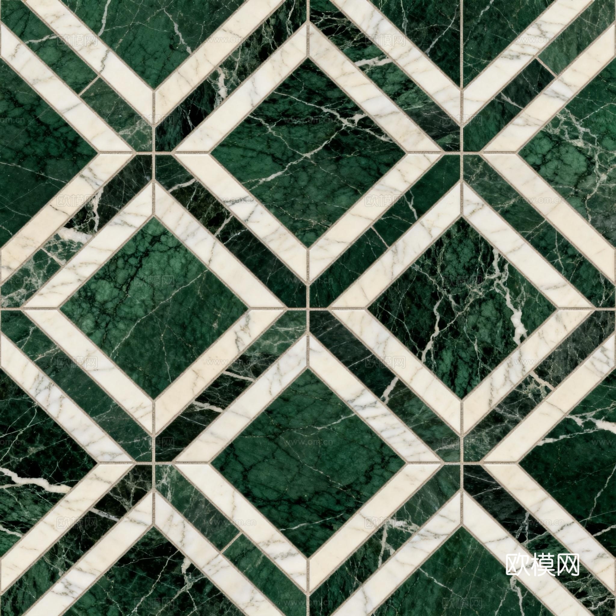 绿白色石材拼花 花卉图案水切刀拼花石材 绿色石材拼花马赛克