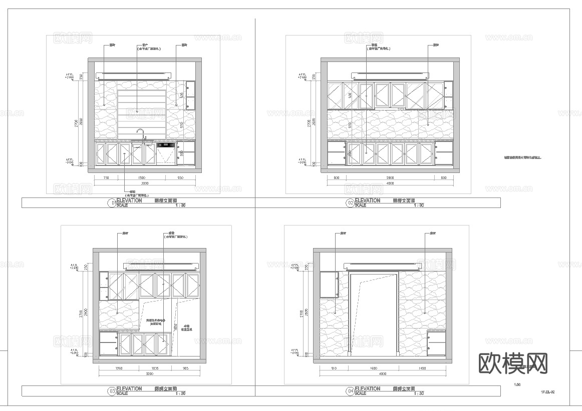 法式别墅 样板间 最新全套施工图 效果图合集cad施工图