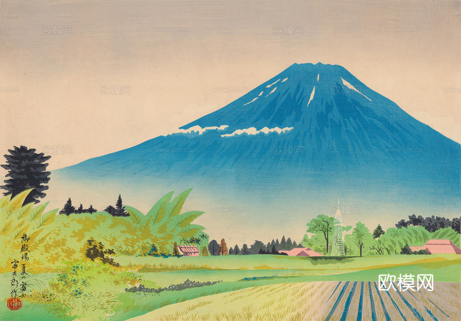 日本浮世绘风景画，日本著名景点绘画60