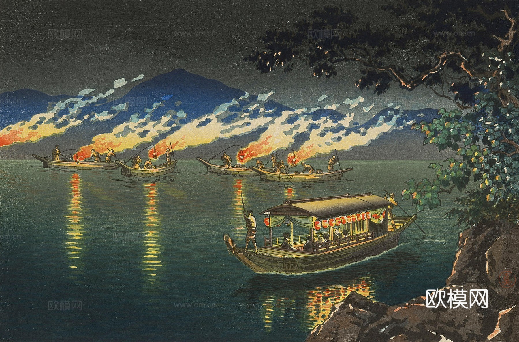 日本浮世绘风景画，日本著名景点风景画34