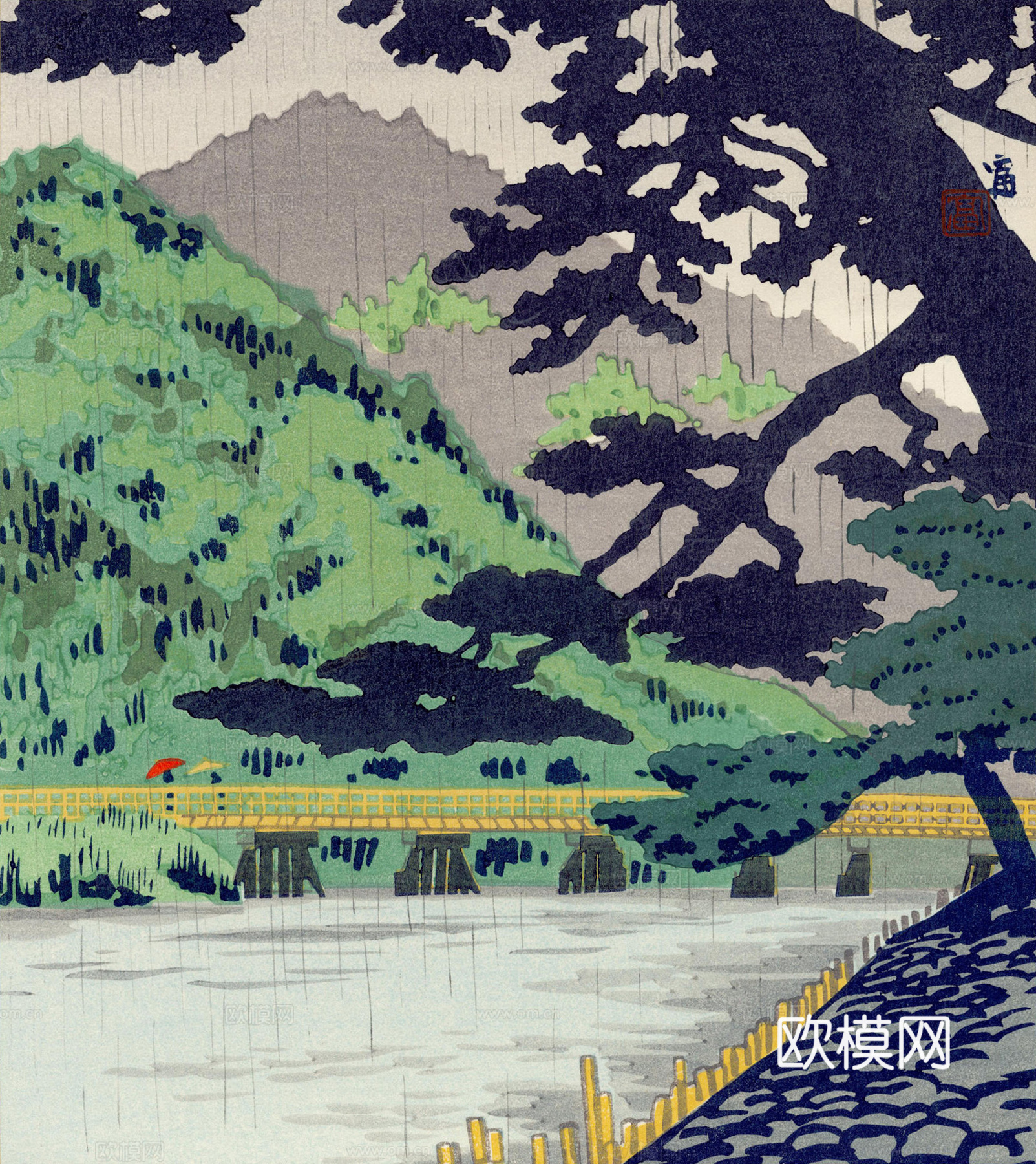 日本浮世绘风景画，日本著名景点绘画28