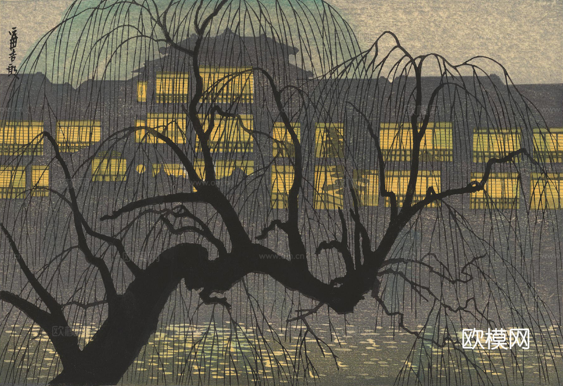 日本浮世绘风景画，日本著名景点绘画53下载