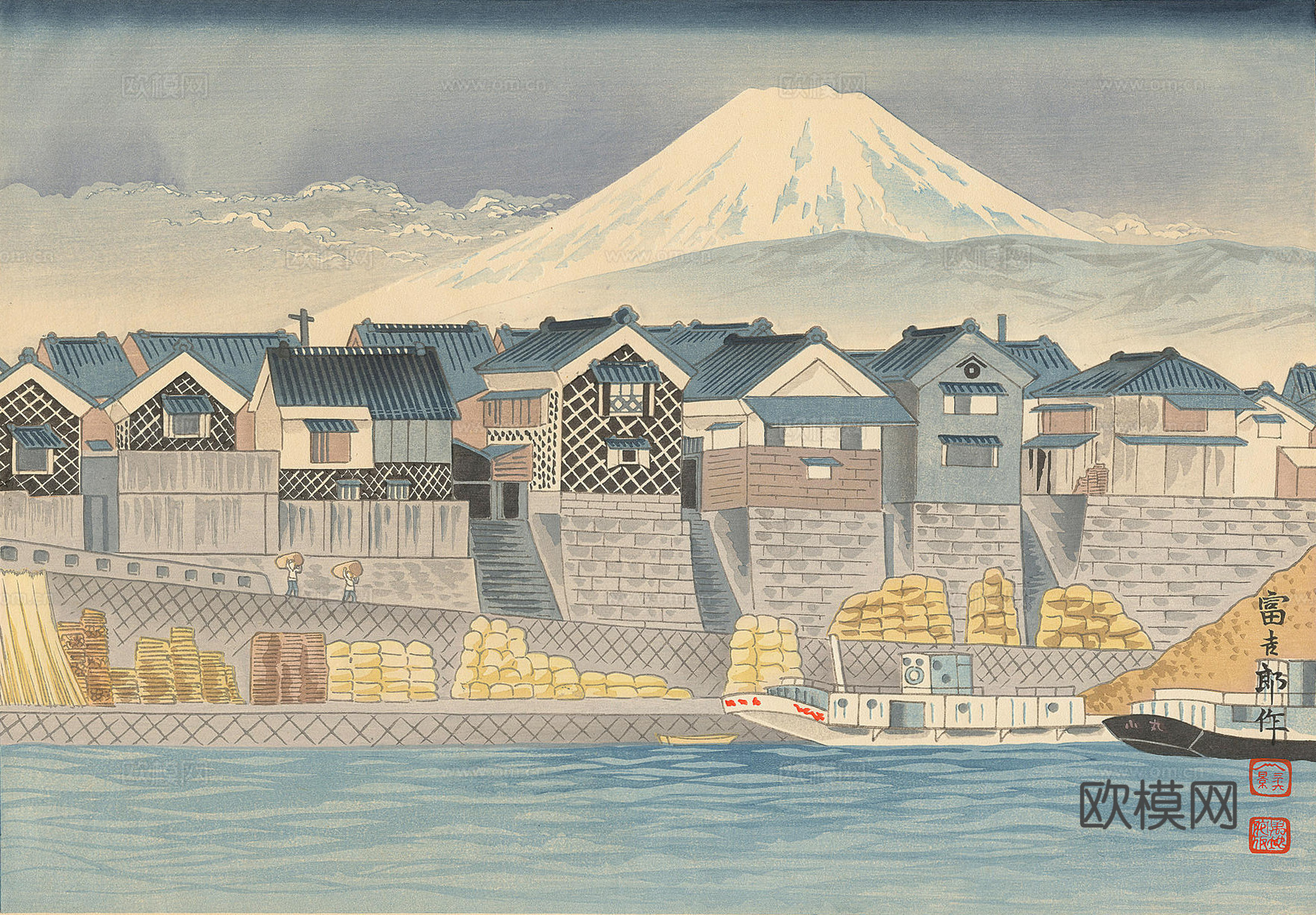 日本浮世绘风景画，日本著名景点绘画47