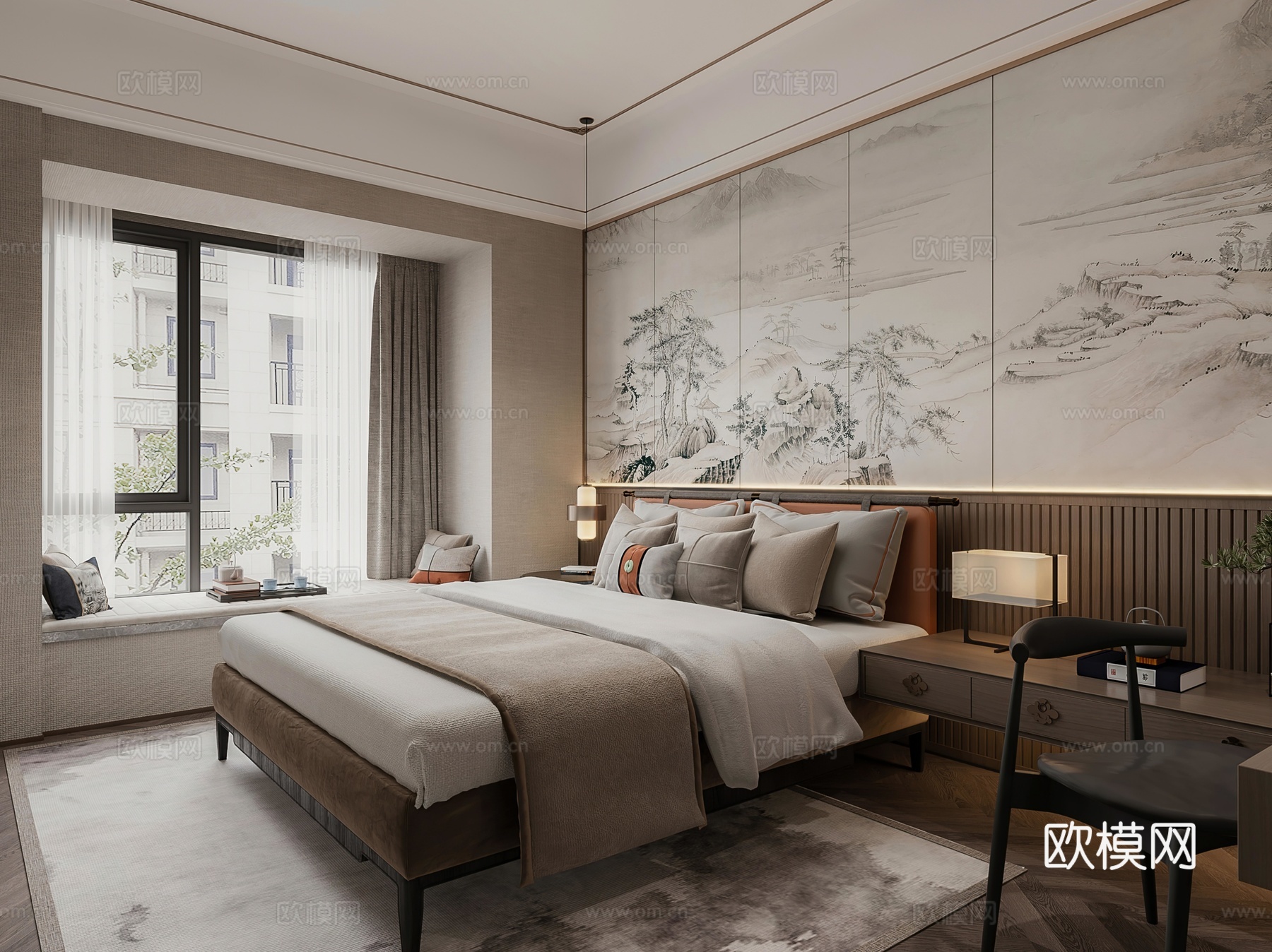 新中式大平层 样板间 最新全套施工图 效果图合集cad施工图