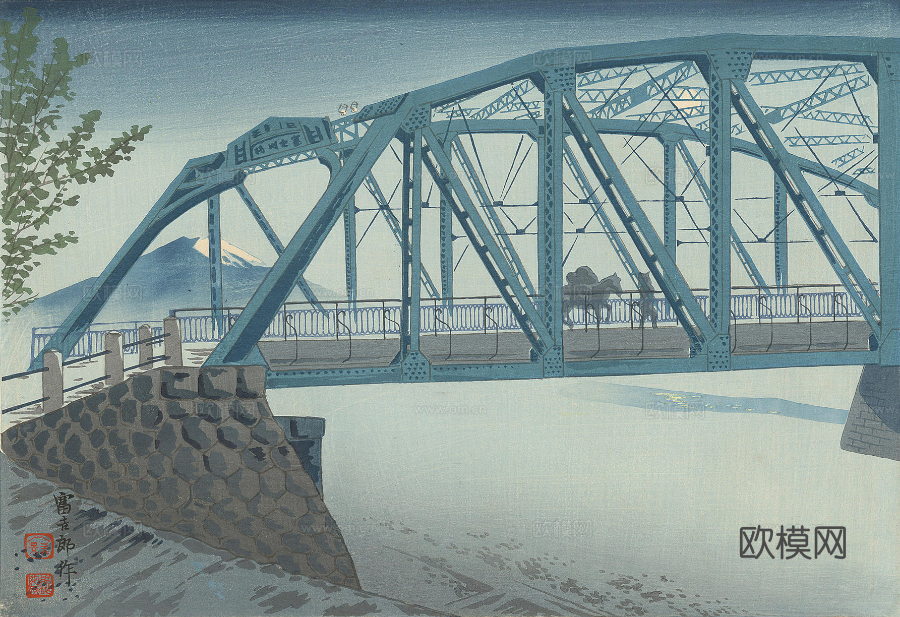 日本浮世绘风景画，日本著名景点绘画46