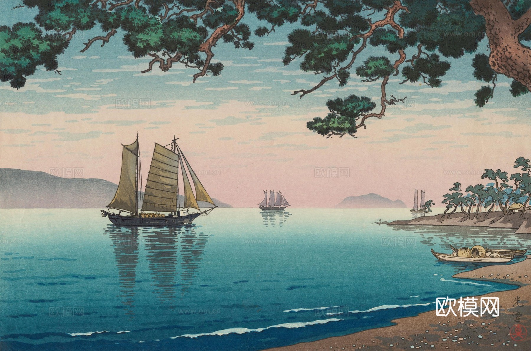 日本浮世绘风景画，日本著名景点风景画67