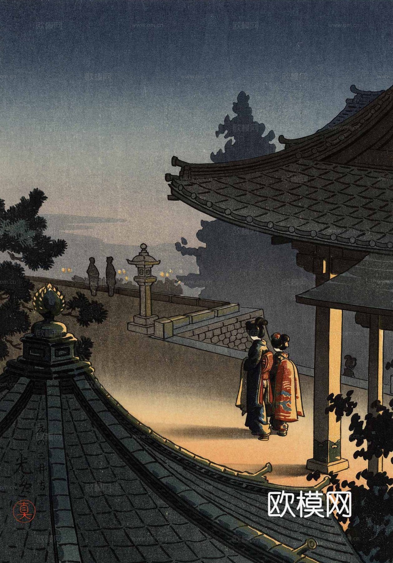 日本浮世绘风景画，日本著名景点风景画40