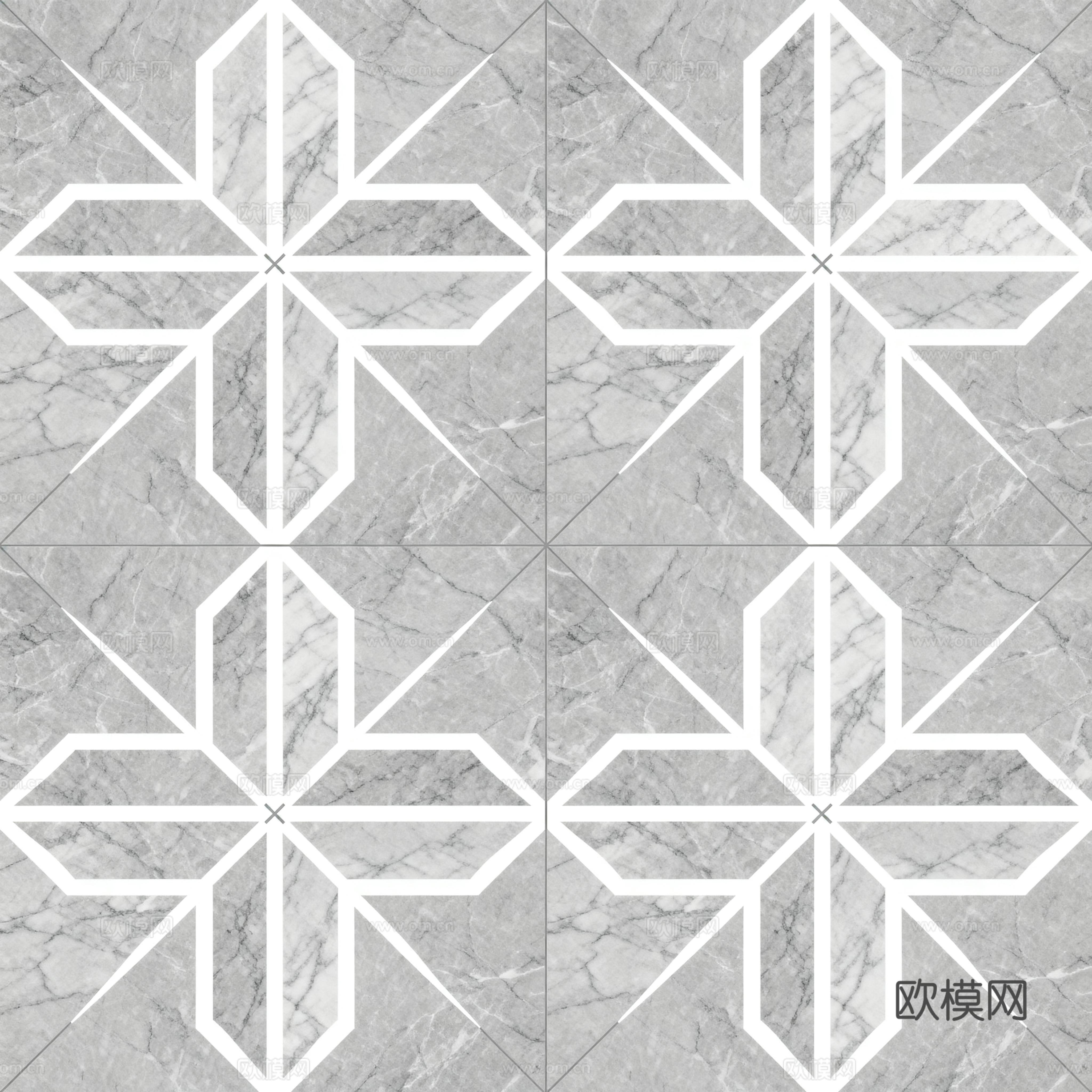 灰白石材拼花 花卉几何图案水刀切拼花地砖 轻奢灰白拼花大理石