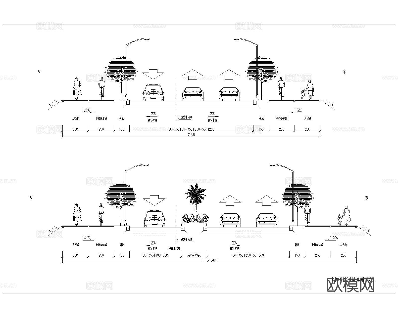 道路横断面CAD施工图cad施工图下载（渲染图5）