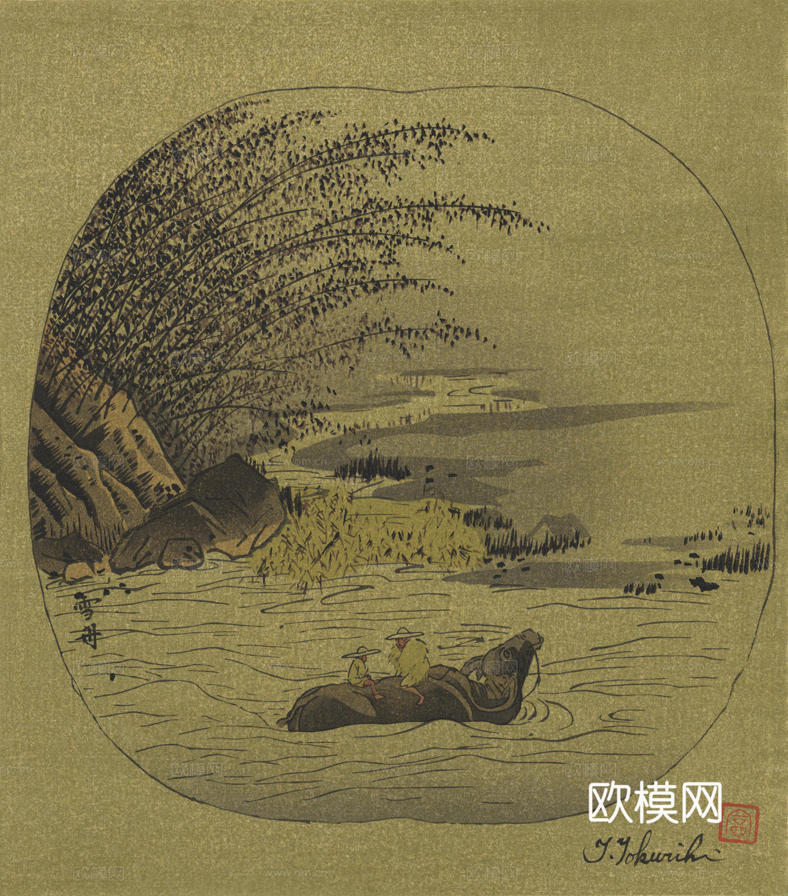 日本浮世绘风景画，日本著名景点绘画33
