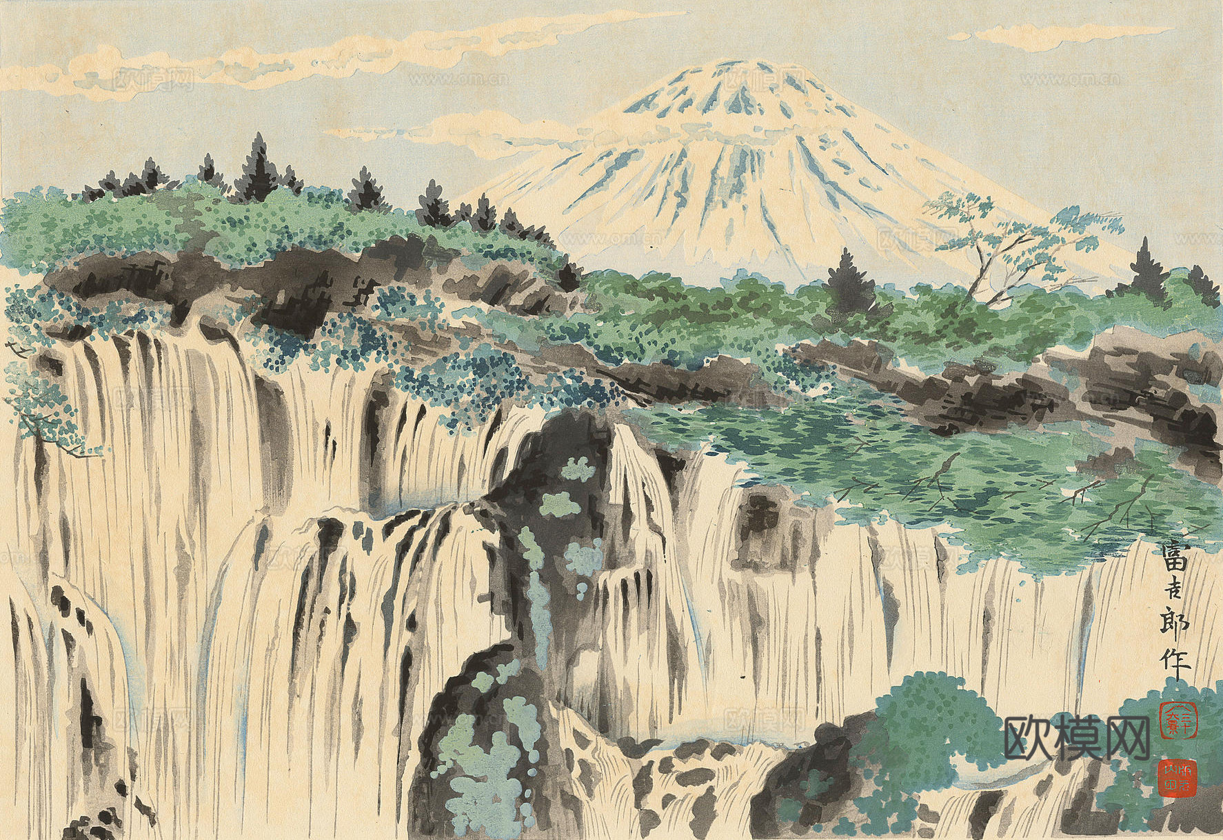 日本浮世绘风景画，日本著名景点绘画39