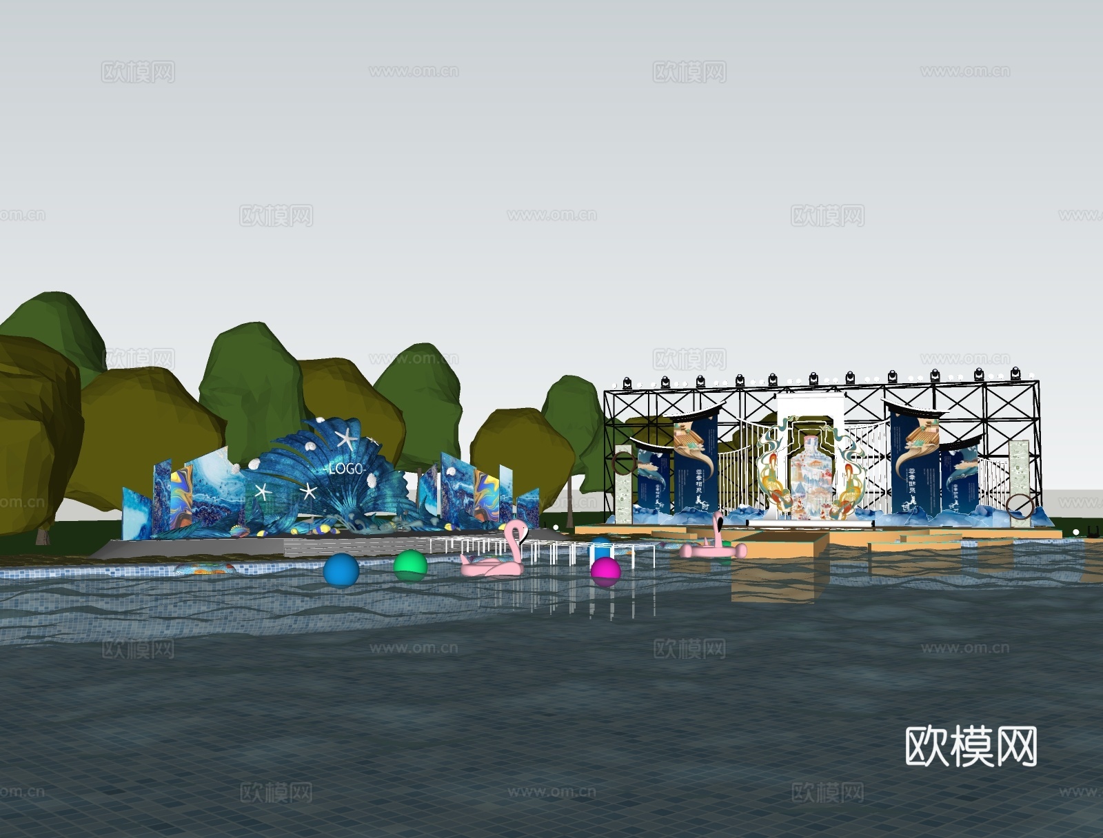 活动美陈室外舞台su模型