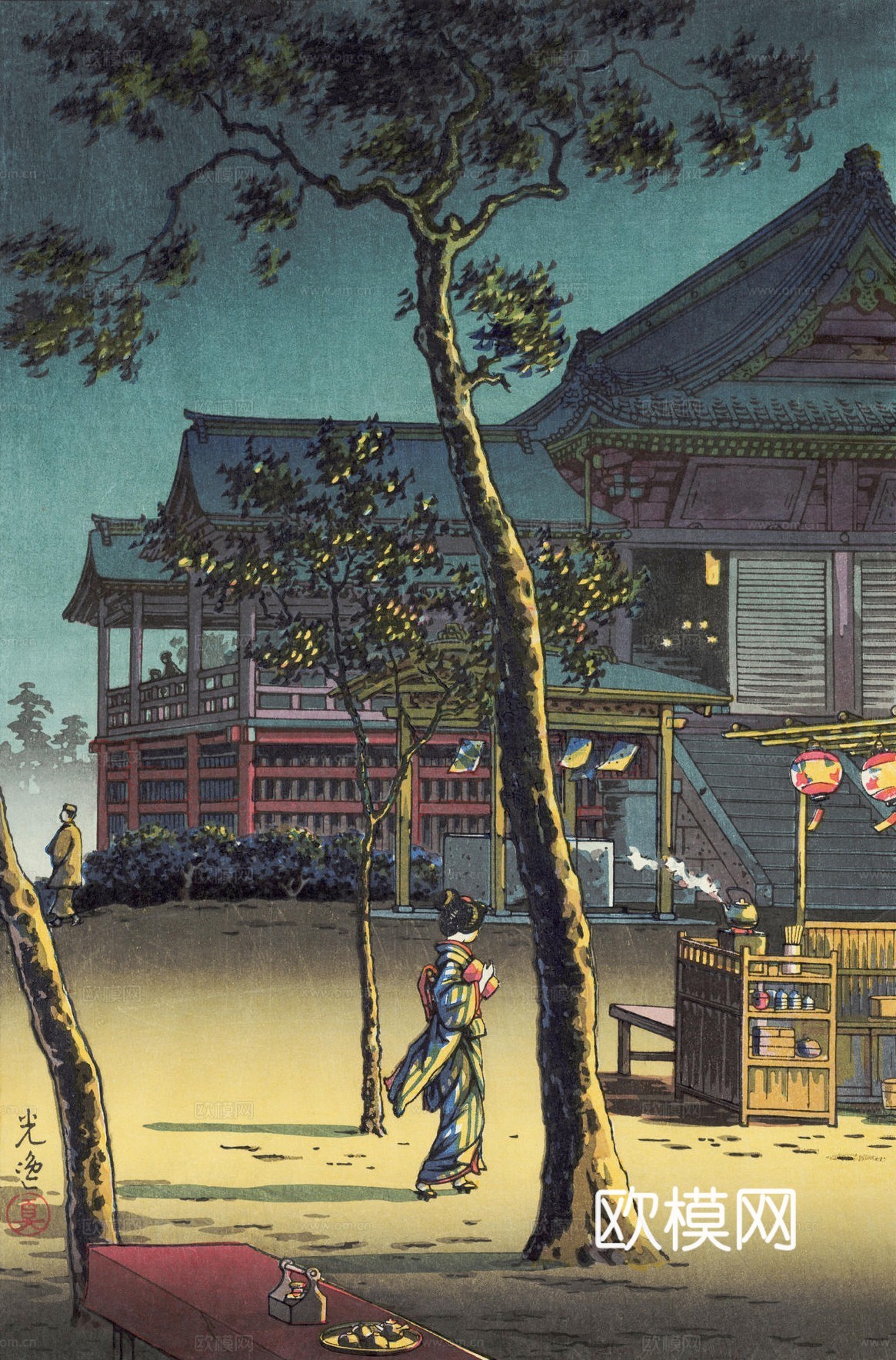 日本浮世绘风景画，日本著名景点风景画54