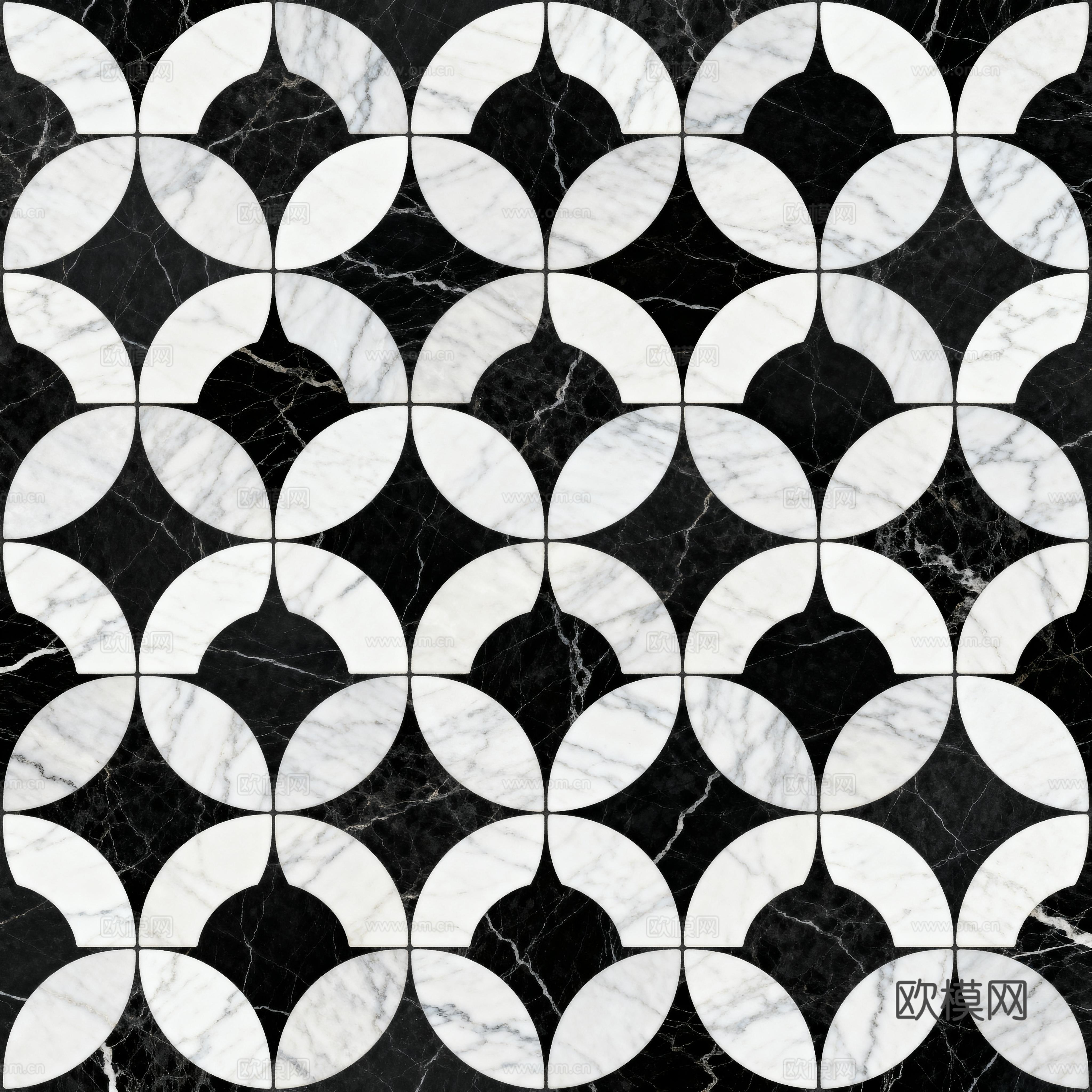 花砖 黑白石材拼花 花卉几何图案水刀石材拼花地砖 石材马赛克下载