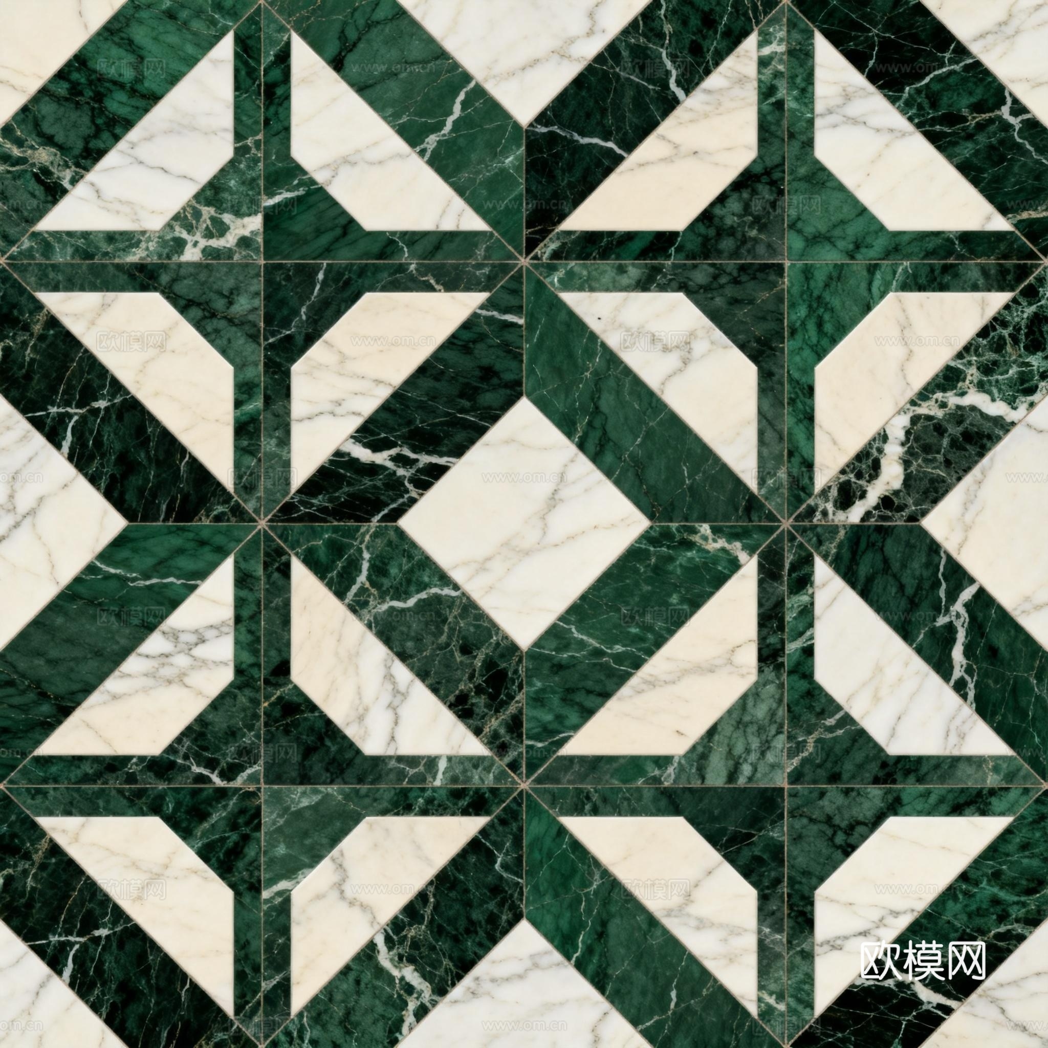 绿白色石材拼花 花卉图案水切刀拼花石材 绿色石材拼花马赛克