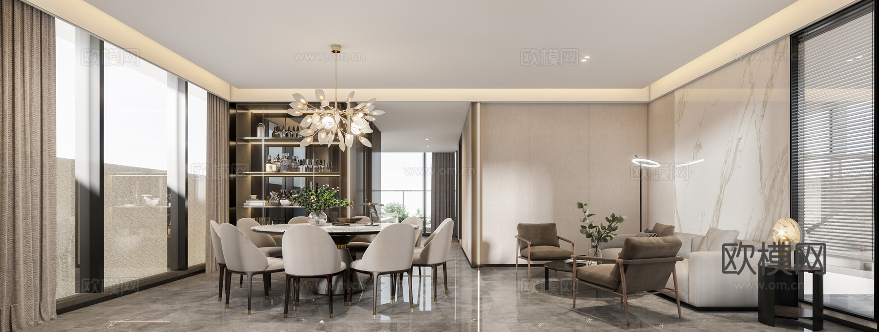 轻奢别墅 样板间 最新全套施工图 效果图合集cad施工图