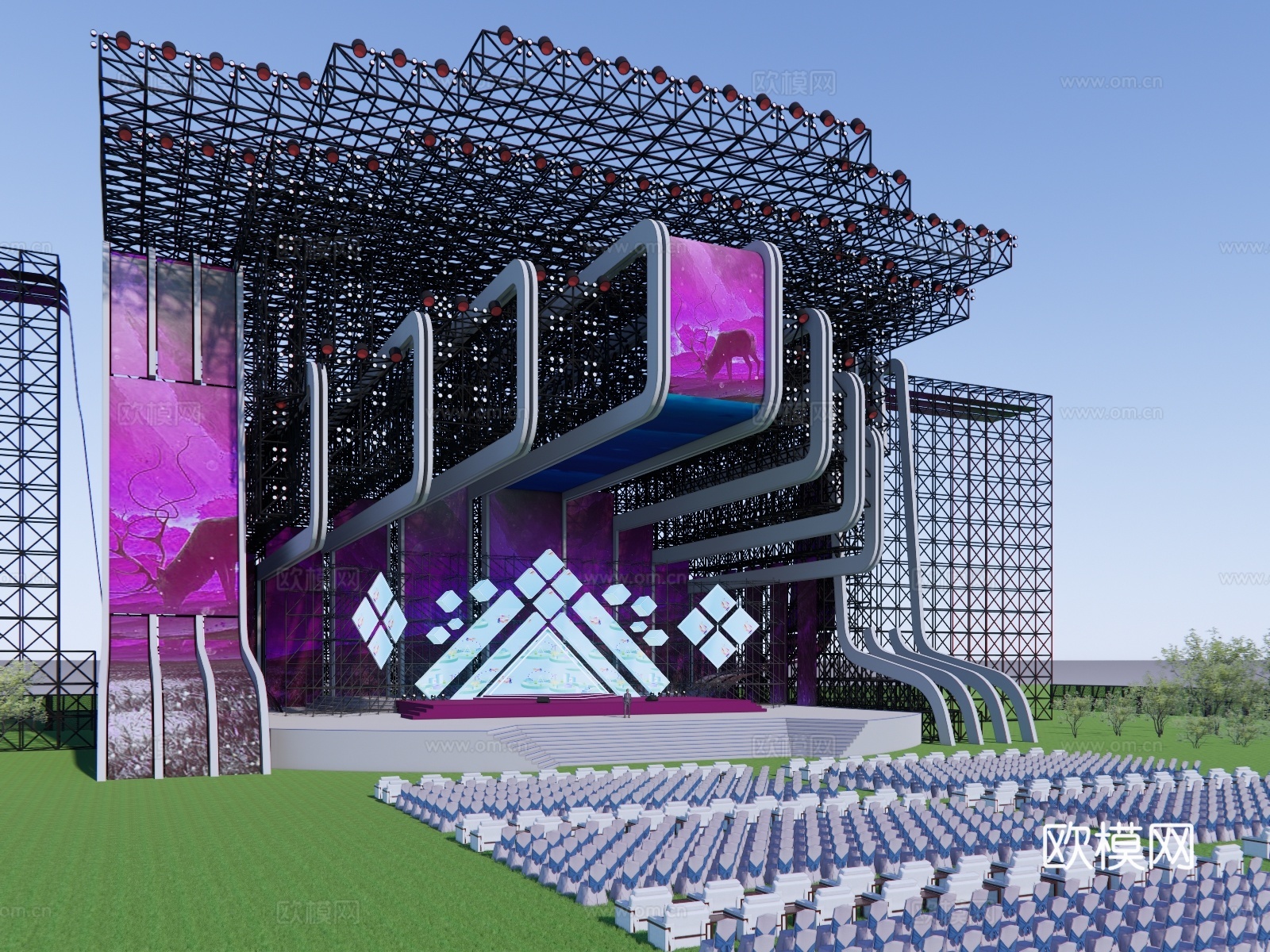 活动美陈舞台su模型