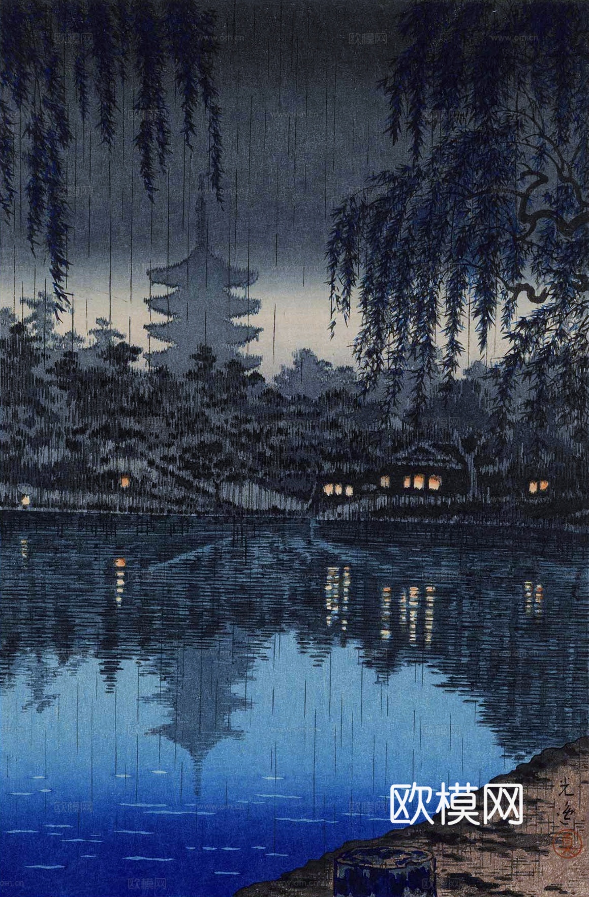 日本浮世绘风景画，日本著名景点风景画6