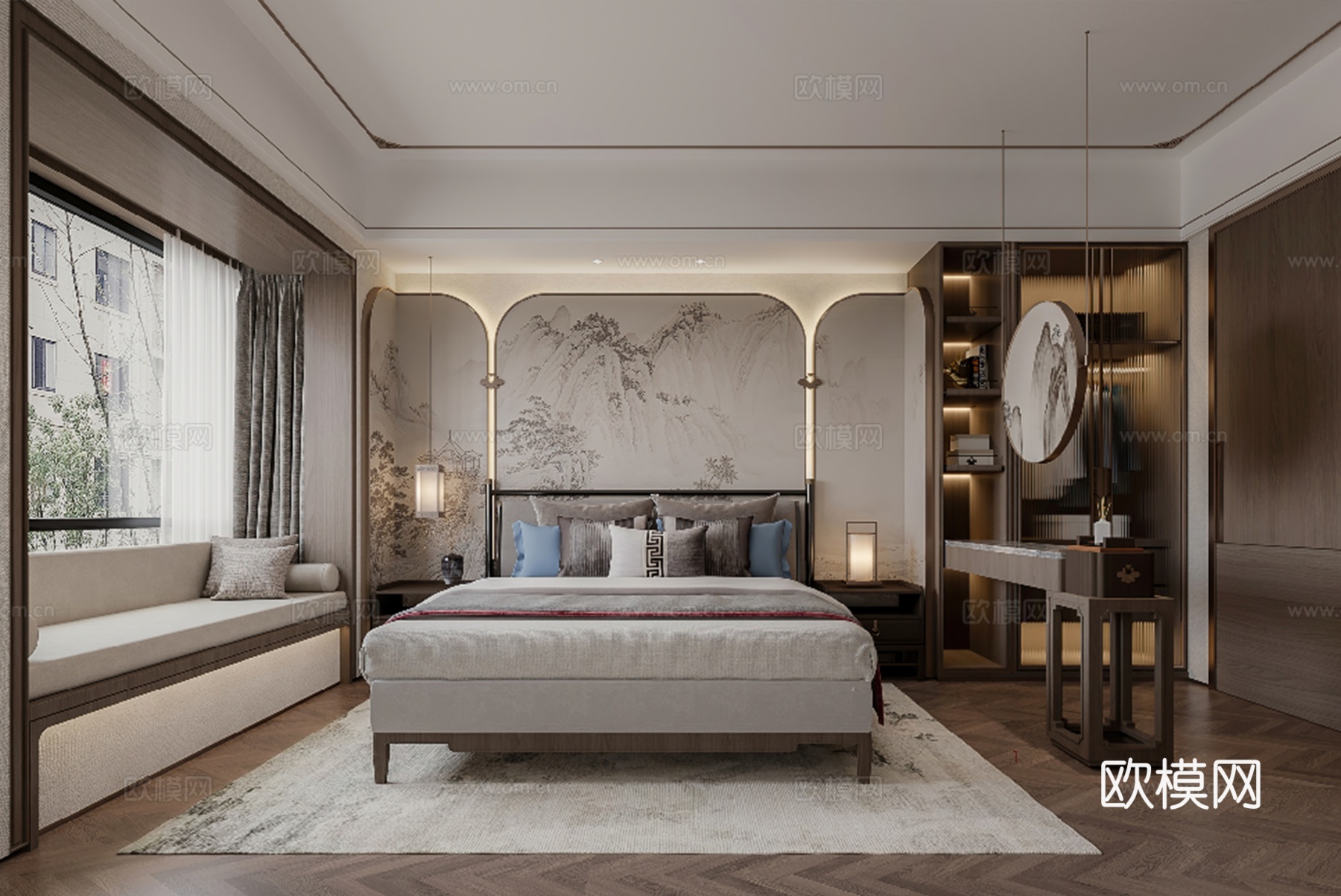 新中式大平层 样板间 最新全套施工图 效果图合集cad施工图