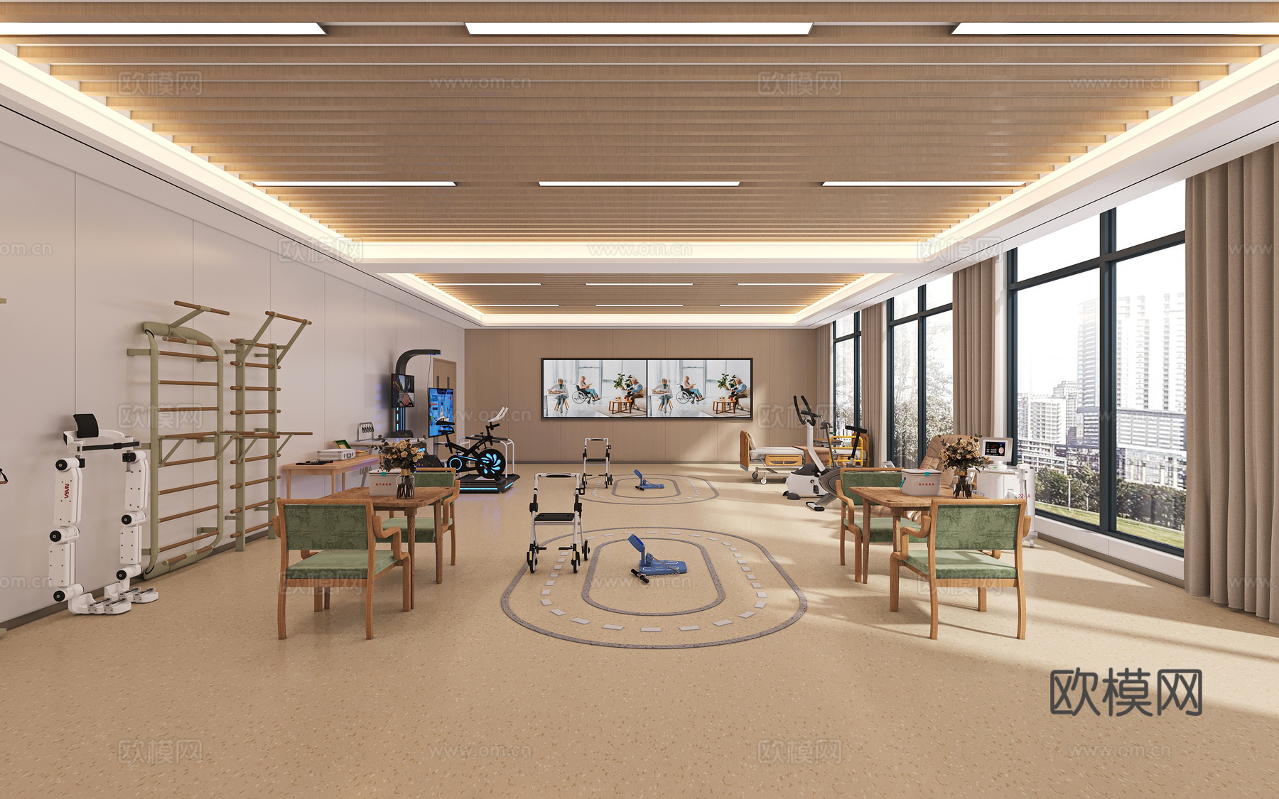 现代康复养老教室3d模型下载（渲染图1）