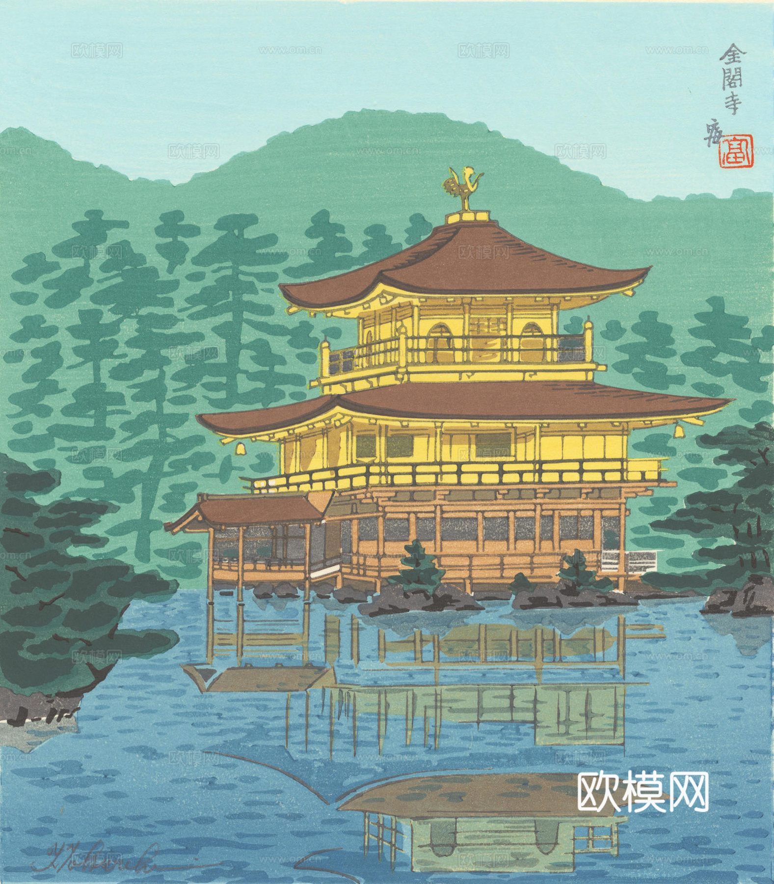 日本浮世绘风景画，日本著名景点绘画59